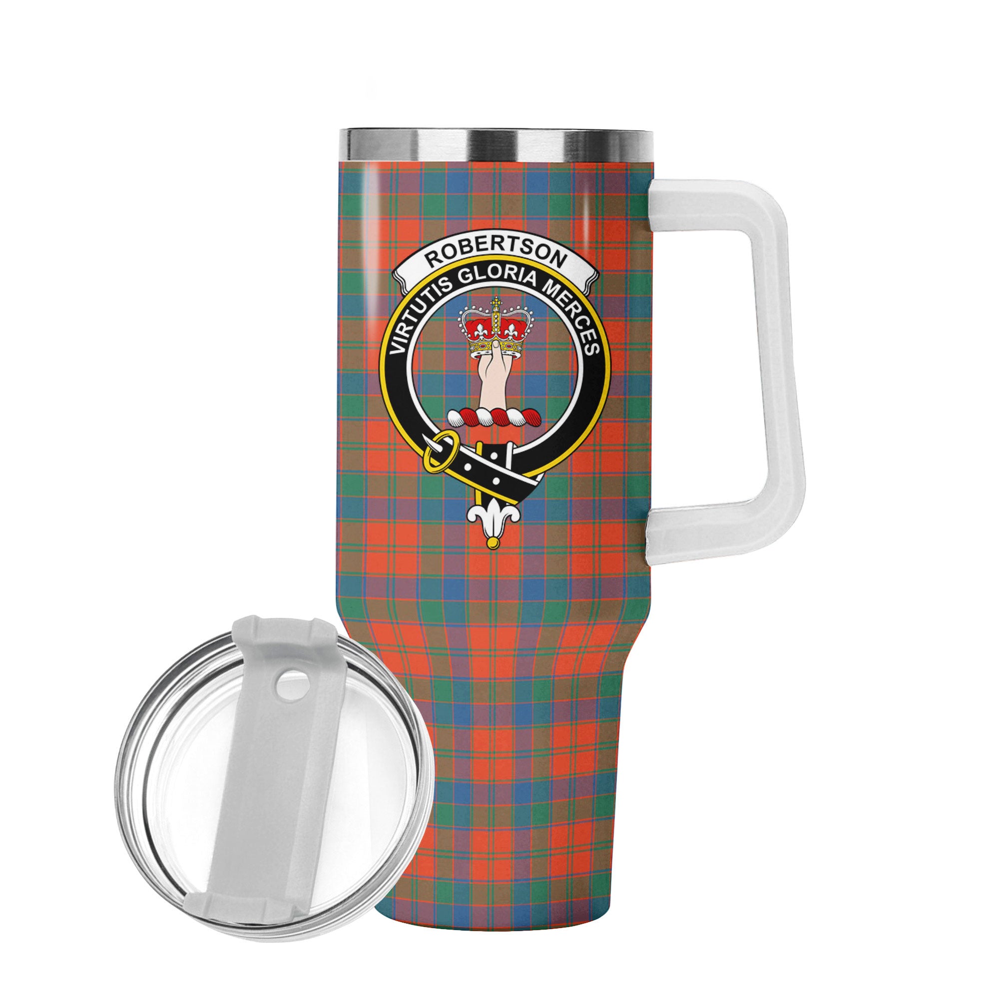 Robertson Ancient Tartan Crest 40 oz Insulated Tumbler with Handle