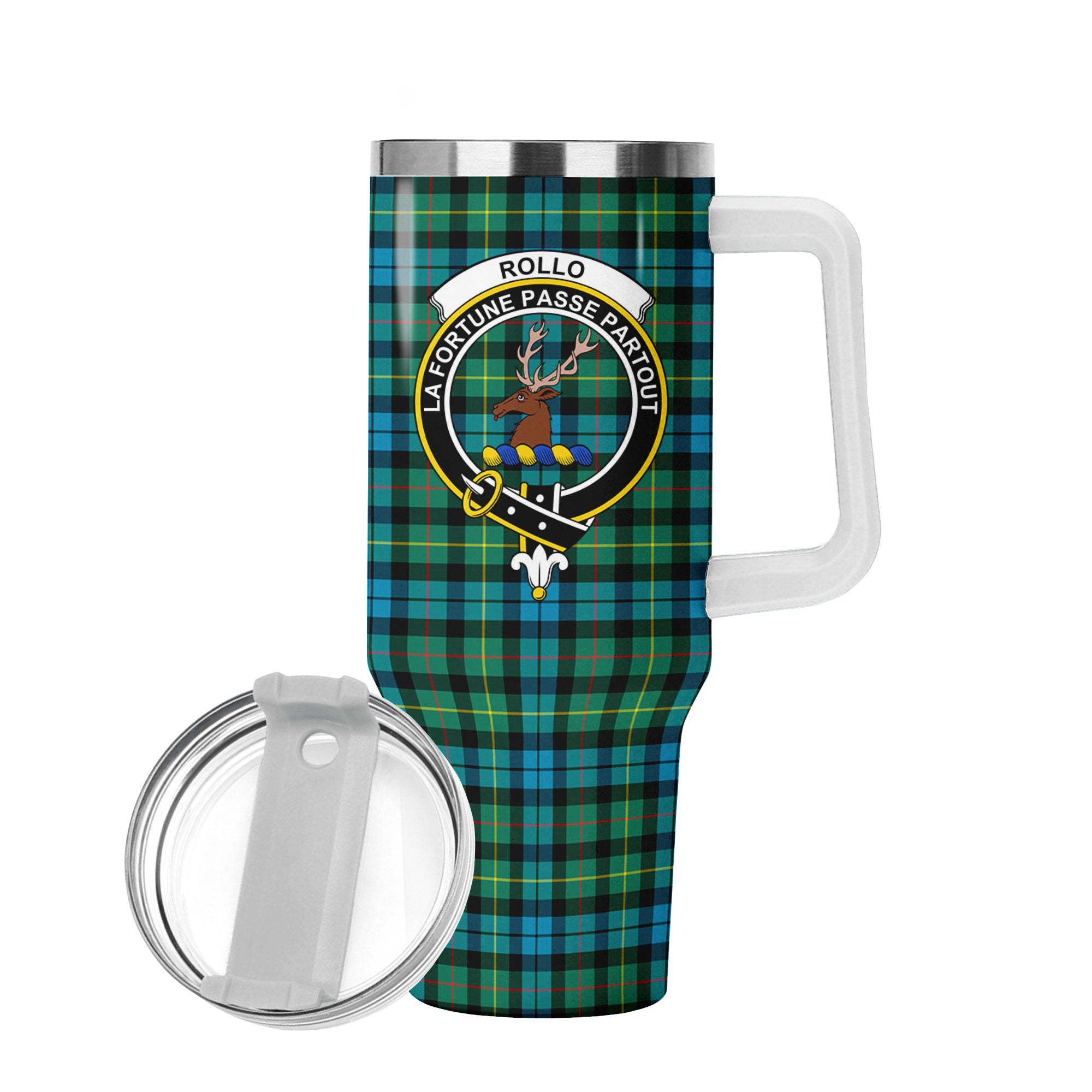 Rollo Ancient Tartan Crest 40 oz Insulated Tumbler with Handle