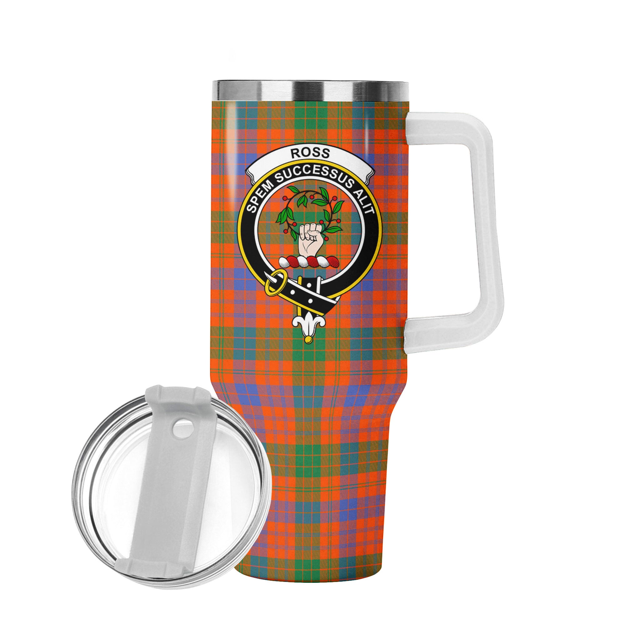 Ross Ancient Tartan Crest 40 oz Insulated Tumbler with Handle
