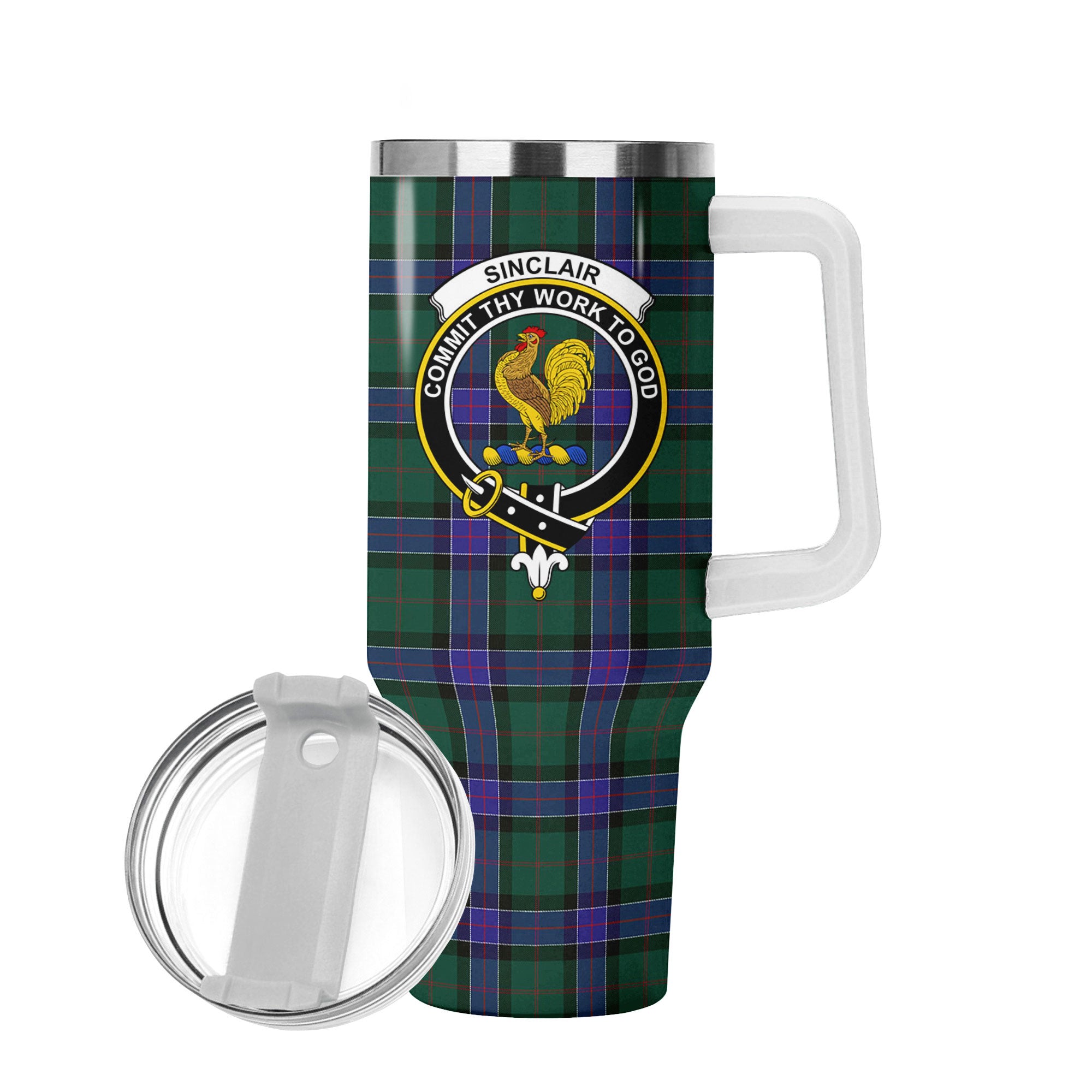 Sinclair Hunting Modern Tartan Crest 40 oz Insulated Tumbler with Handle