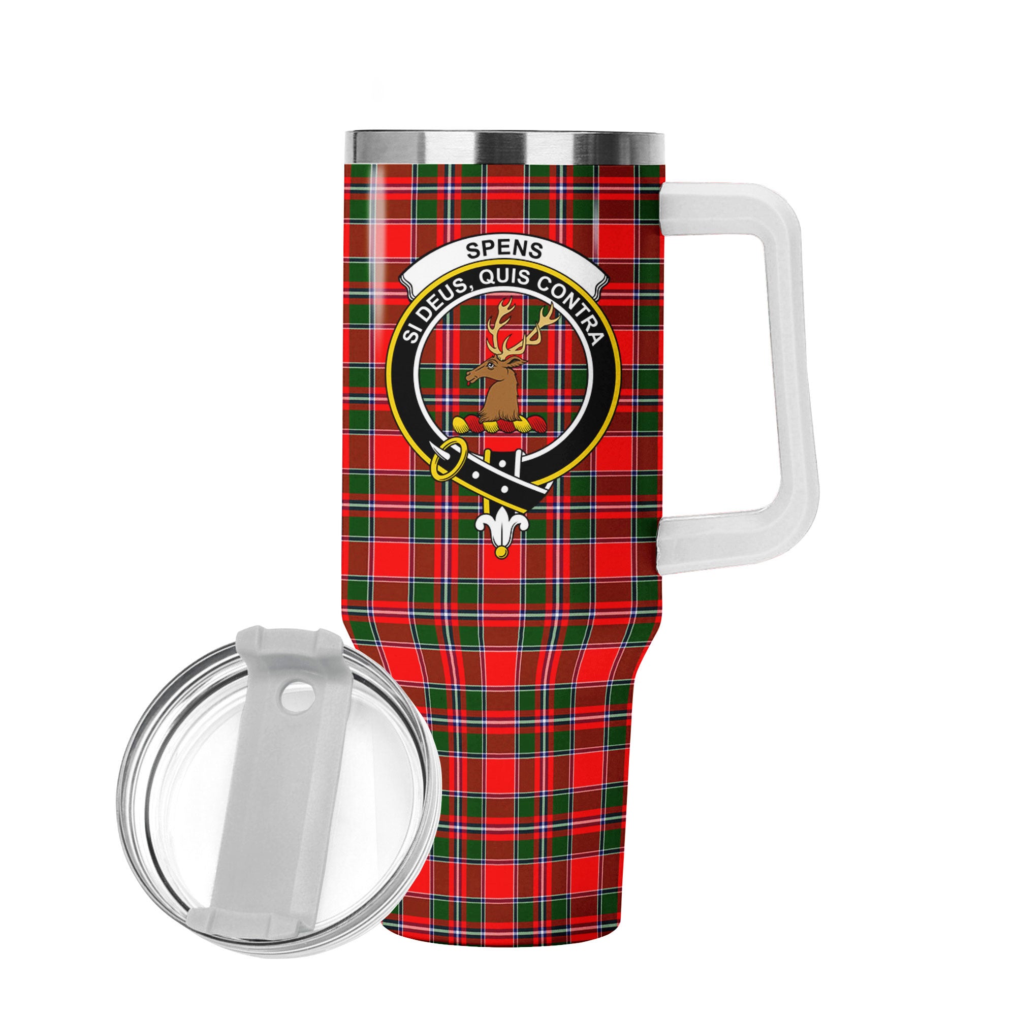 Spens (or Spence) Tartan Crest 40 oz Insulated Tumbler with Handle
