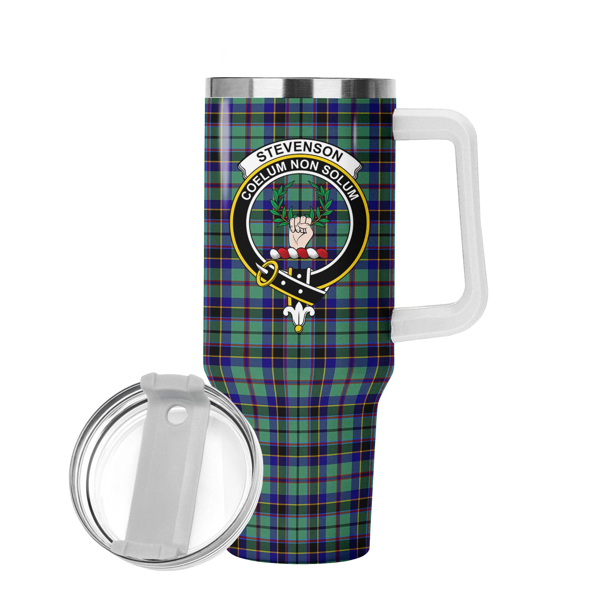 Stevenson Tartan Crest 40 oz Insulated Tumbler with Handle
