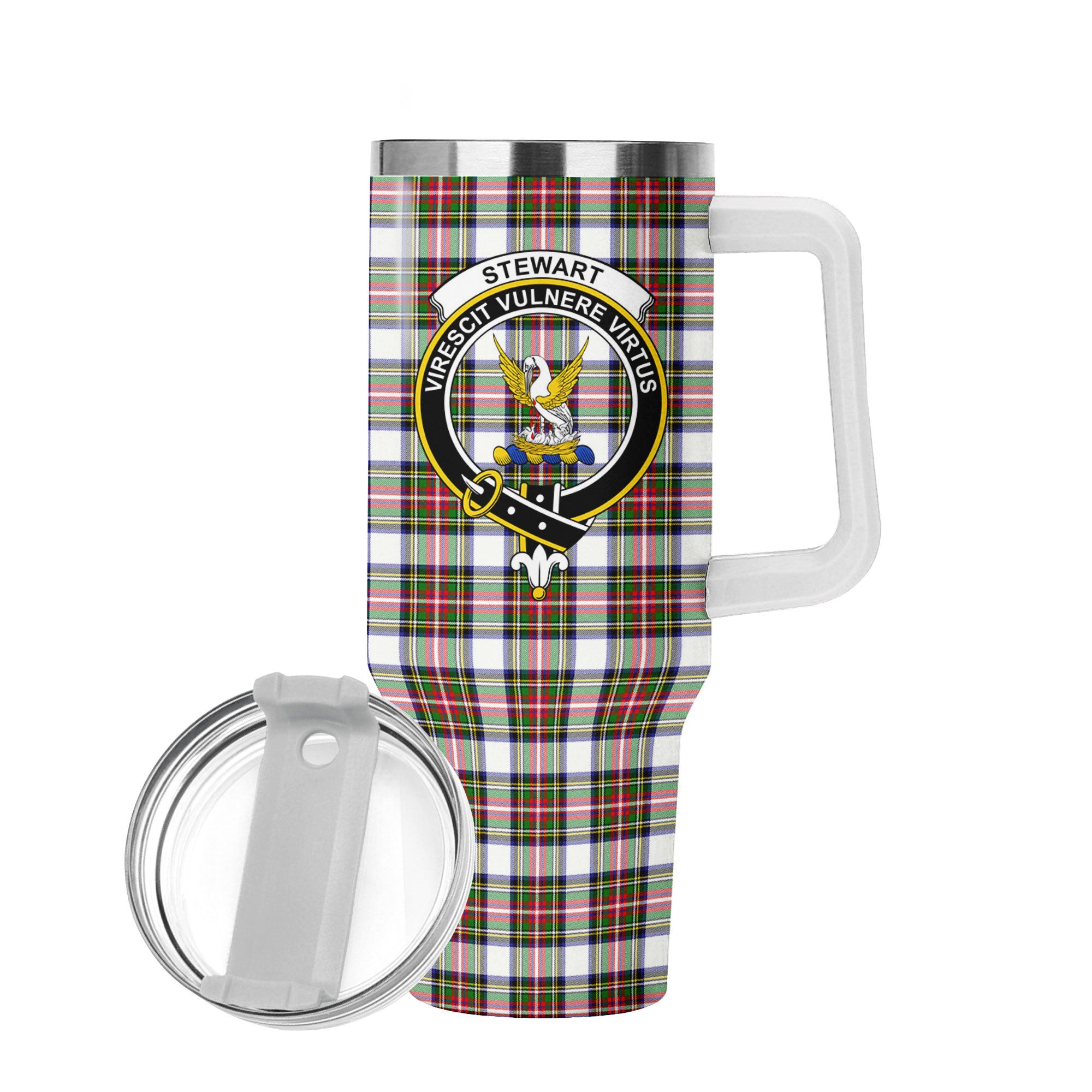 Stewart Dress Modern Tartan Crest 40 oz Insulated Tumbler with Handle