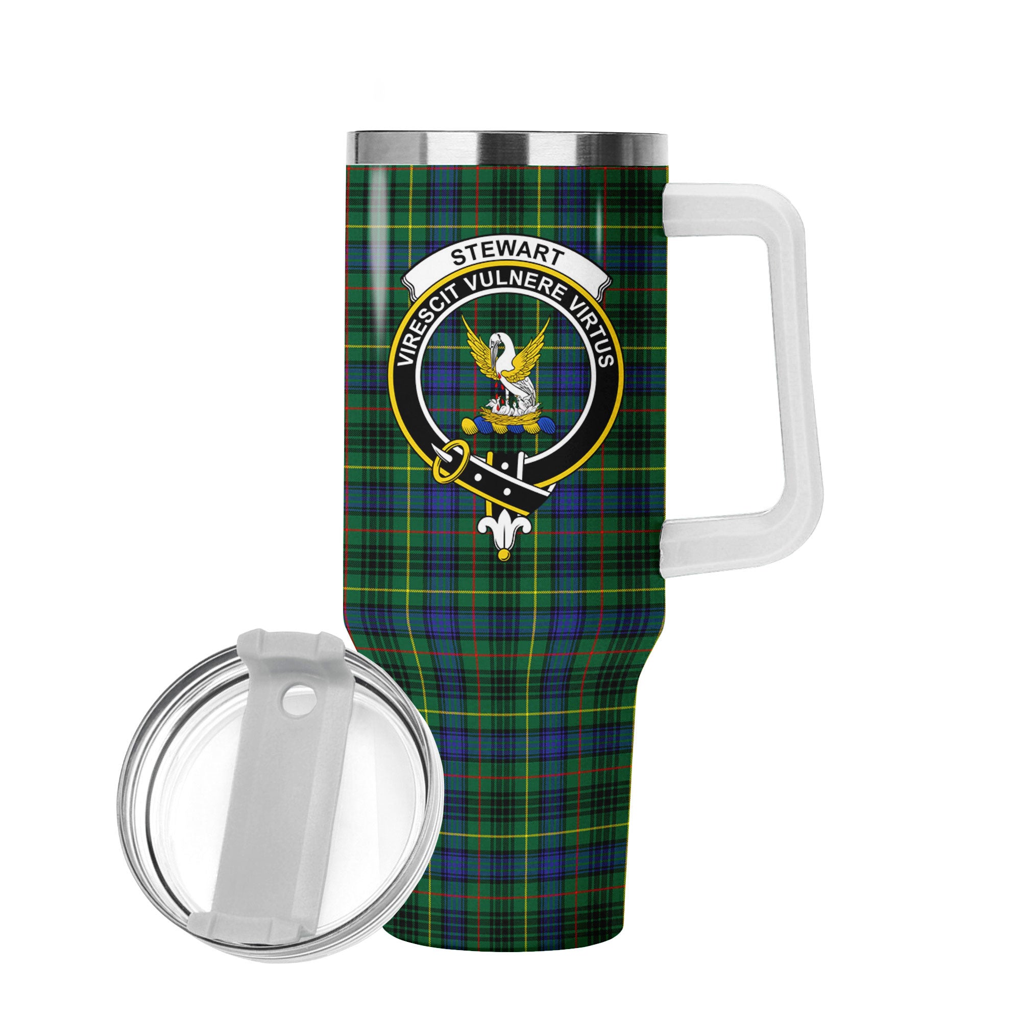 Stewart Hunting Modern Tartan Crest 40 oz Insulated Tumbler with Handle