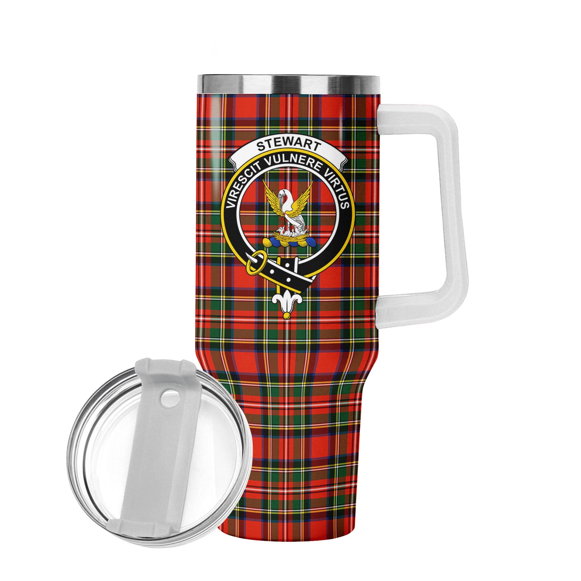 Stewart Royal Modern Tartan Crest 40 oz Insulated Tumbler with Handle