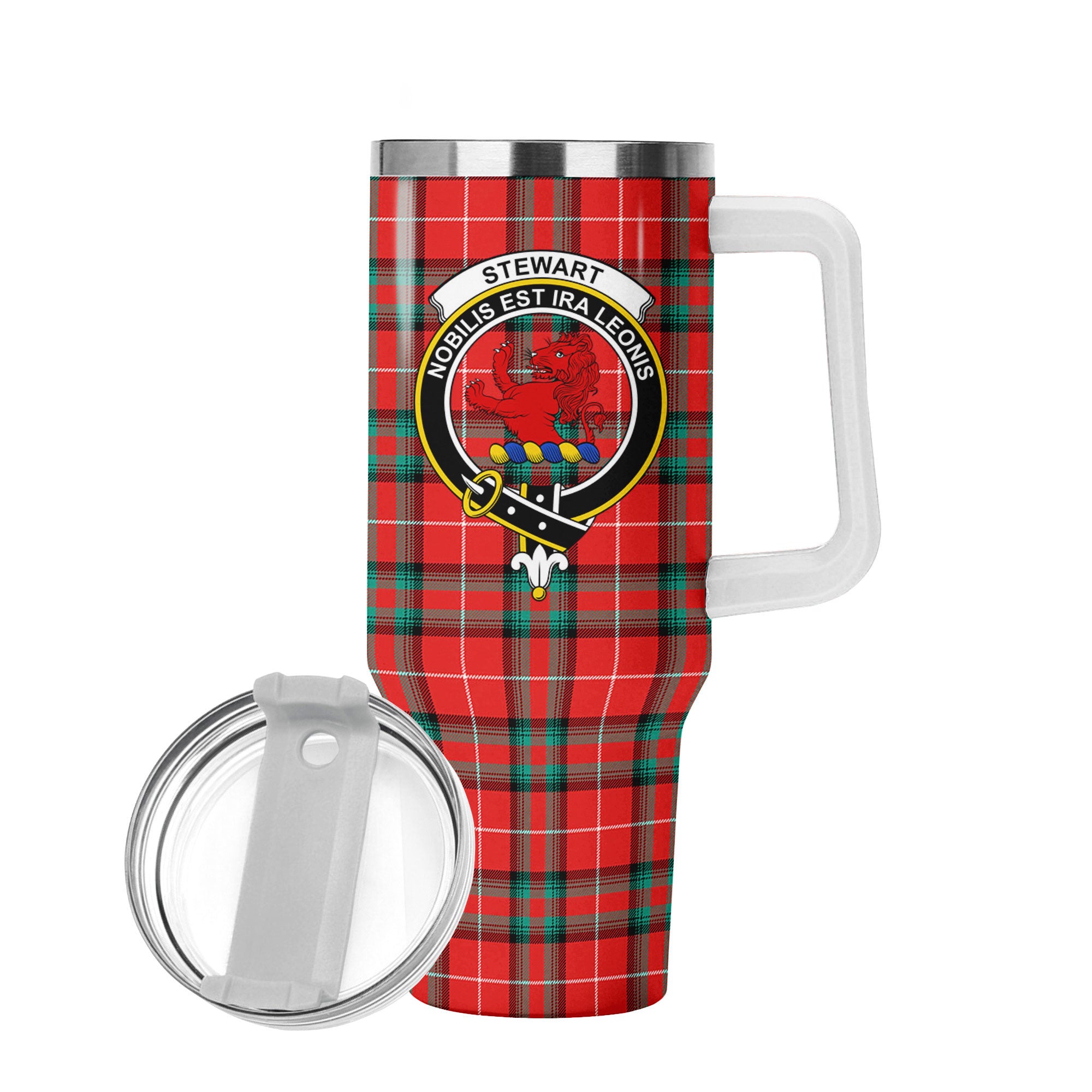Stewart (Stuart) of Bute Tartan Crest 40 oz Insulated Tumbler with Handle