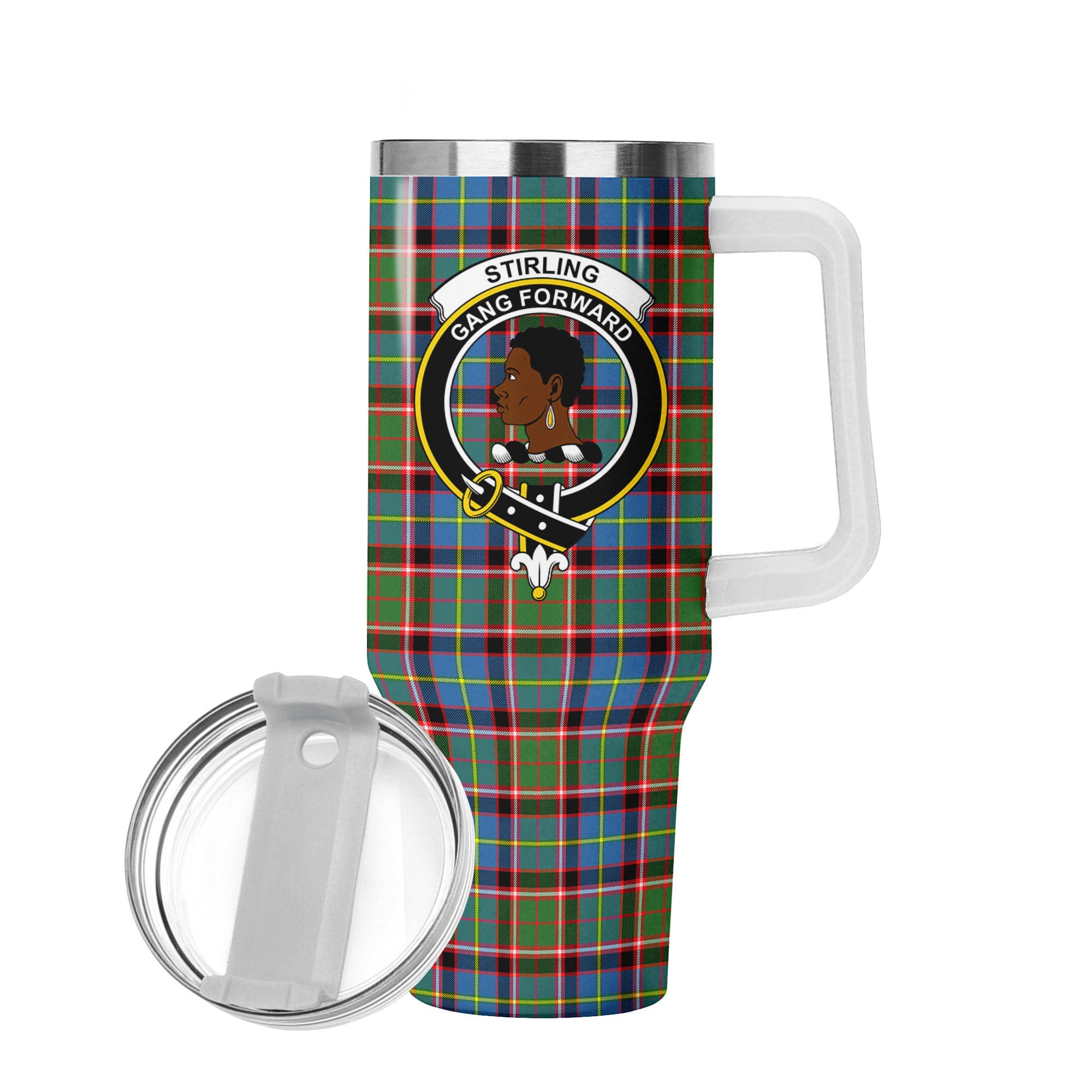 Stirling (of Keir) Tartan Crest 40 oz Insulated Tumbler with Handle