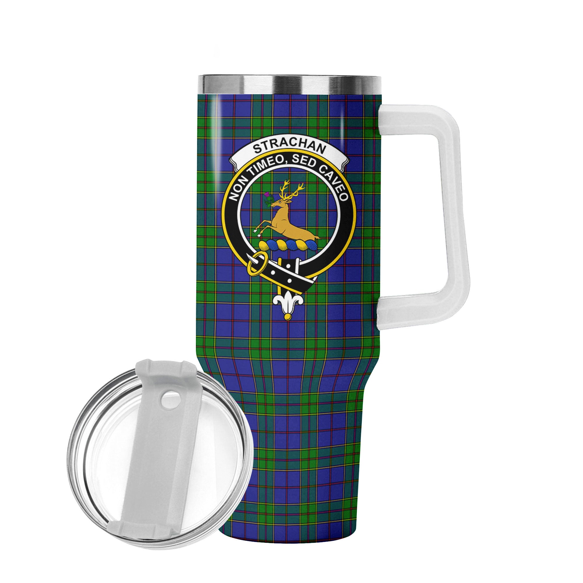 Strachan Tartan Crest 40 oz Insulated Tumbler with Handle