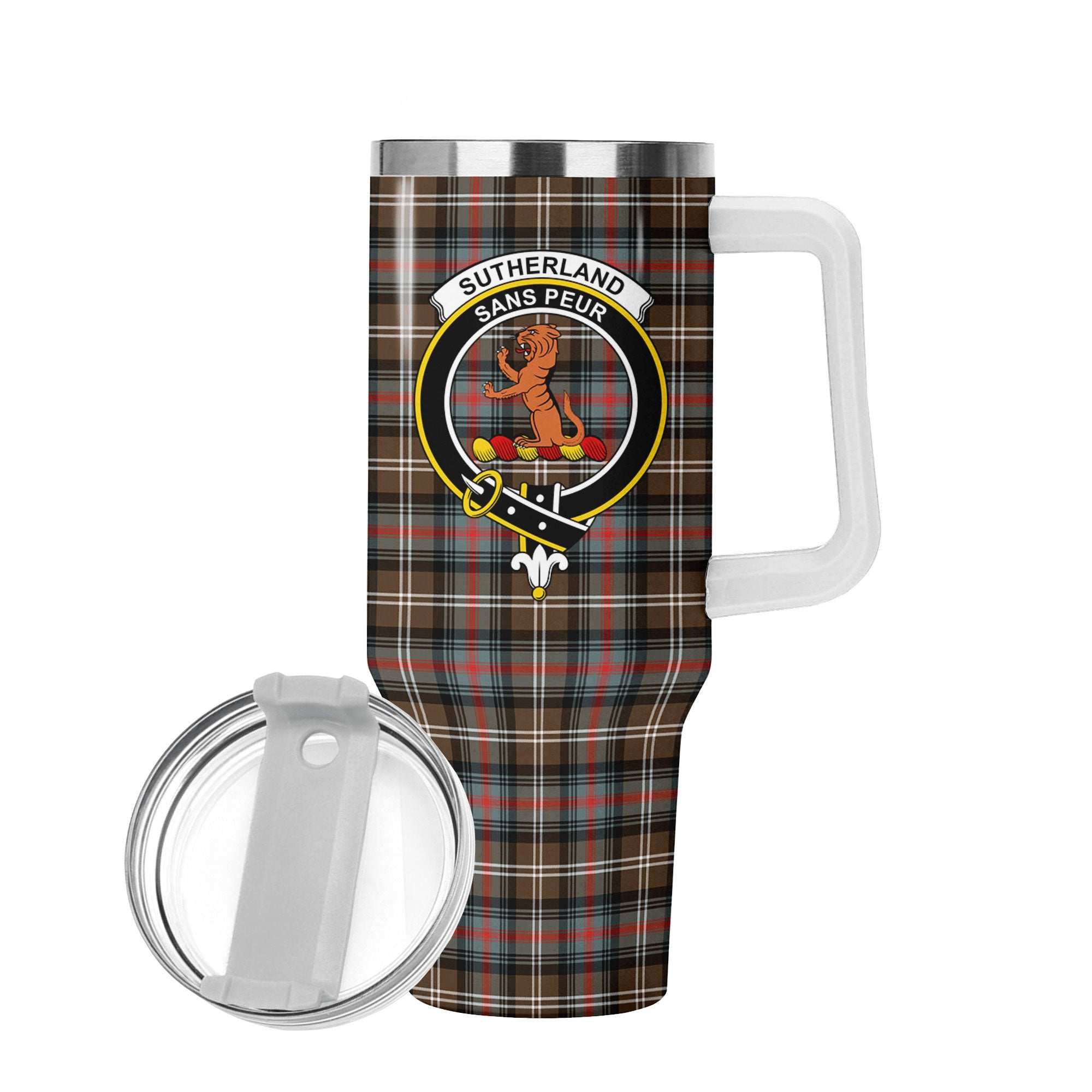 Sutherland Weathered Tartan Crest 40 oz Insulated Tumbler with Handle
