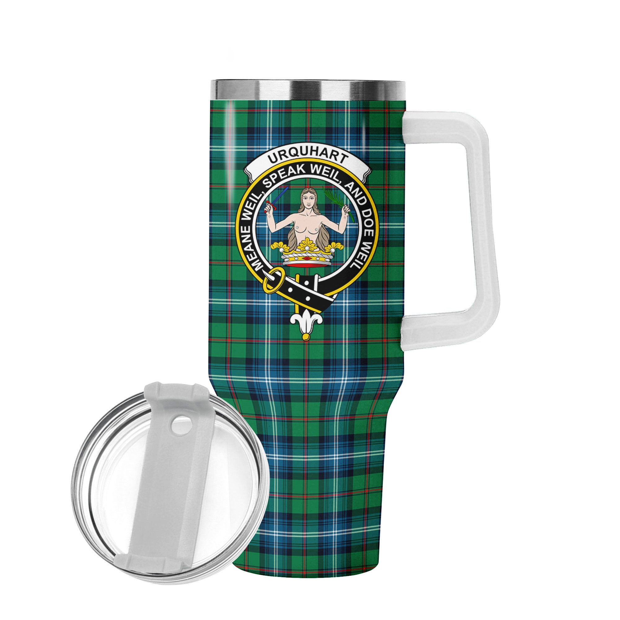 Urquhart Ancient Tartan Crest 40 oz Insulated Tumbler with Handle