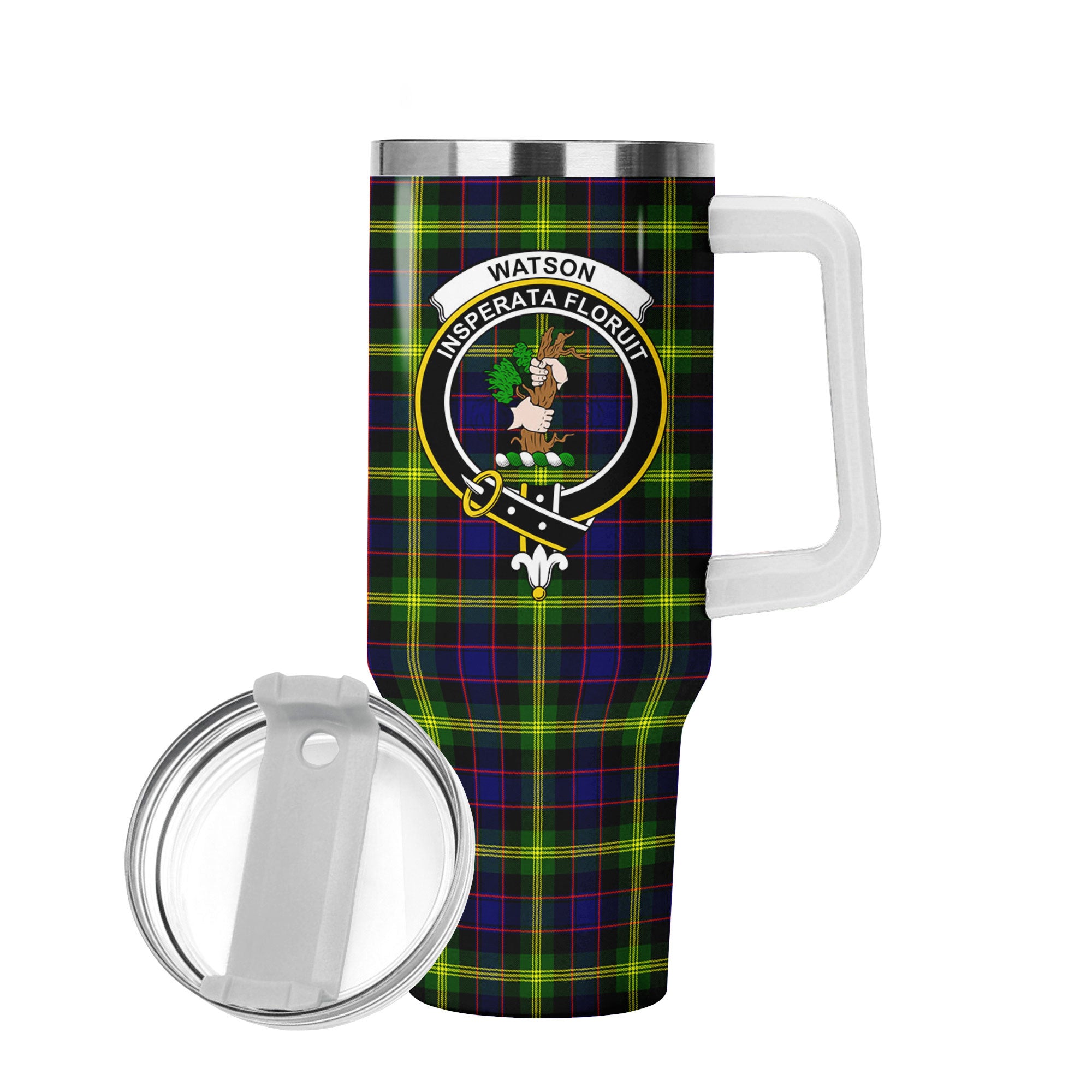 Watson Modern Tartan Crest 40 oz Insulated Tumbler with Handle