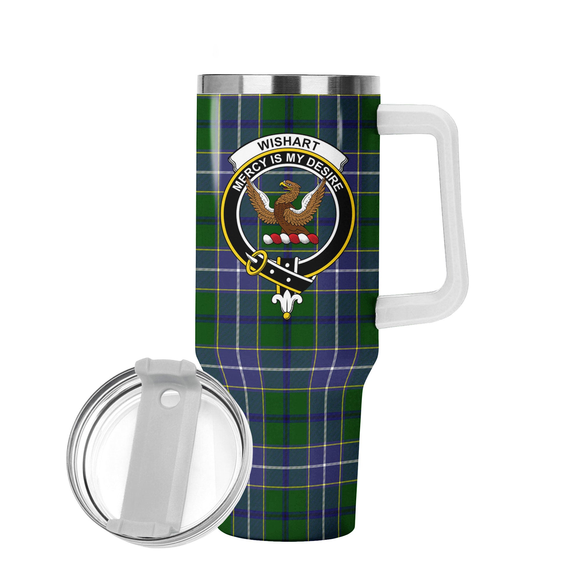 Wishart Hunting Tartan Crest 40 oz Insulated Tumbler with Handle