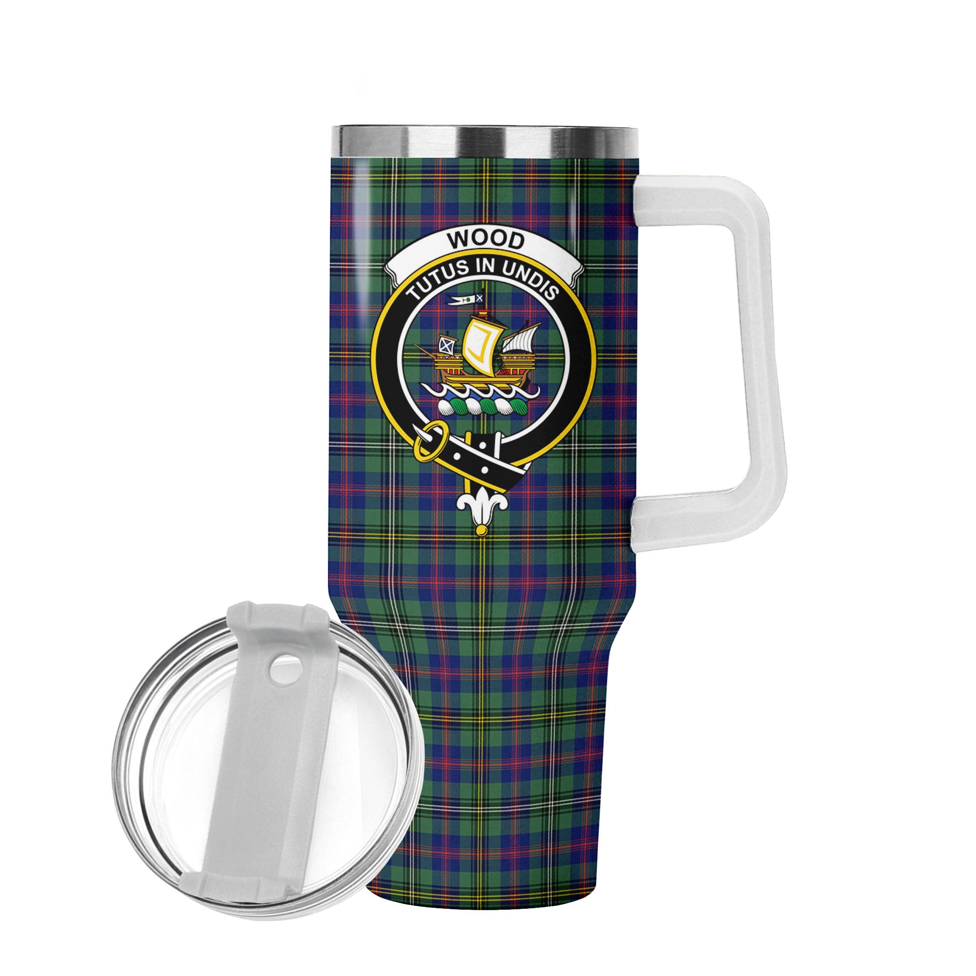 Wood Tartan Crest 40 oz Insulated Tumbler with Handle