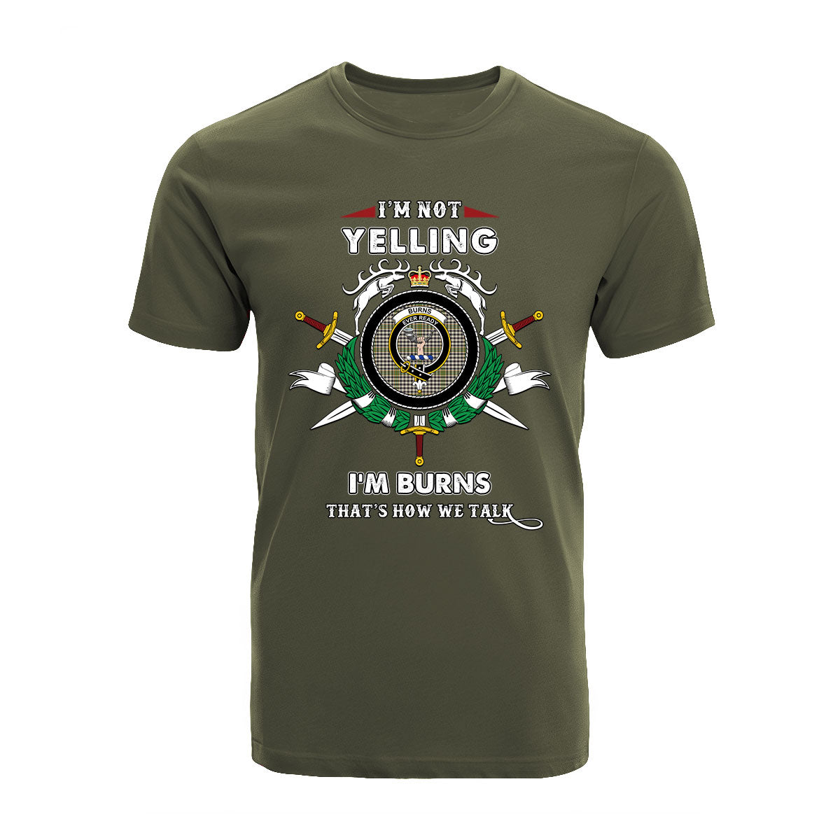 Burns Tartan Crest T-shirt - I'm not yelling style