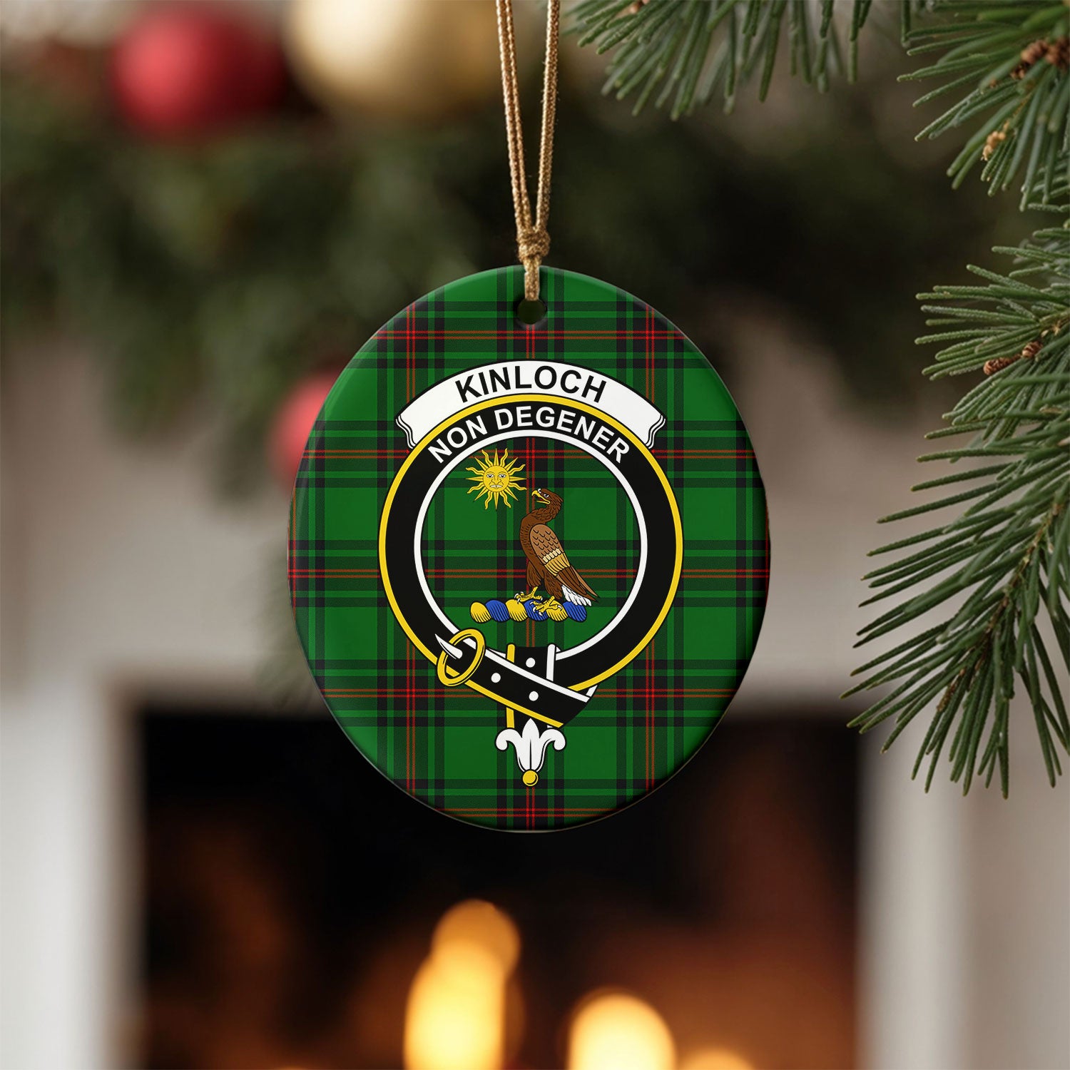 Kinloch Tartan Crest Christmas Ceramic Ornament