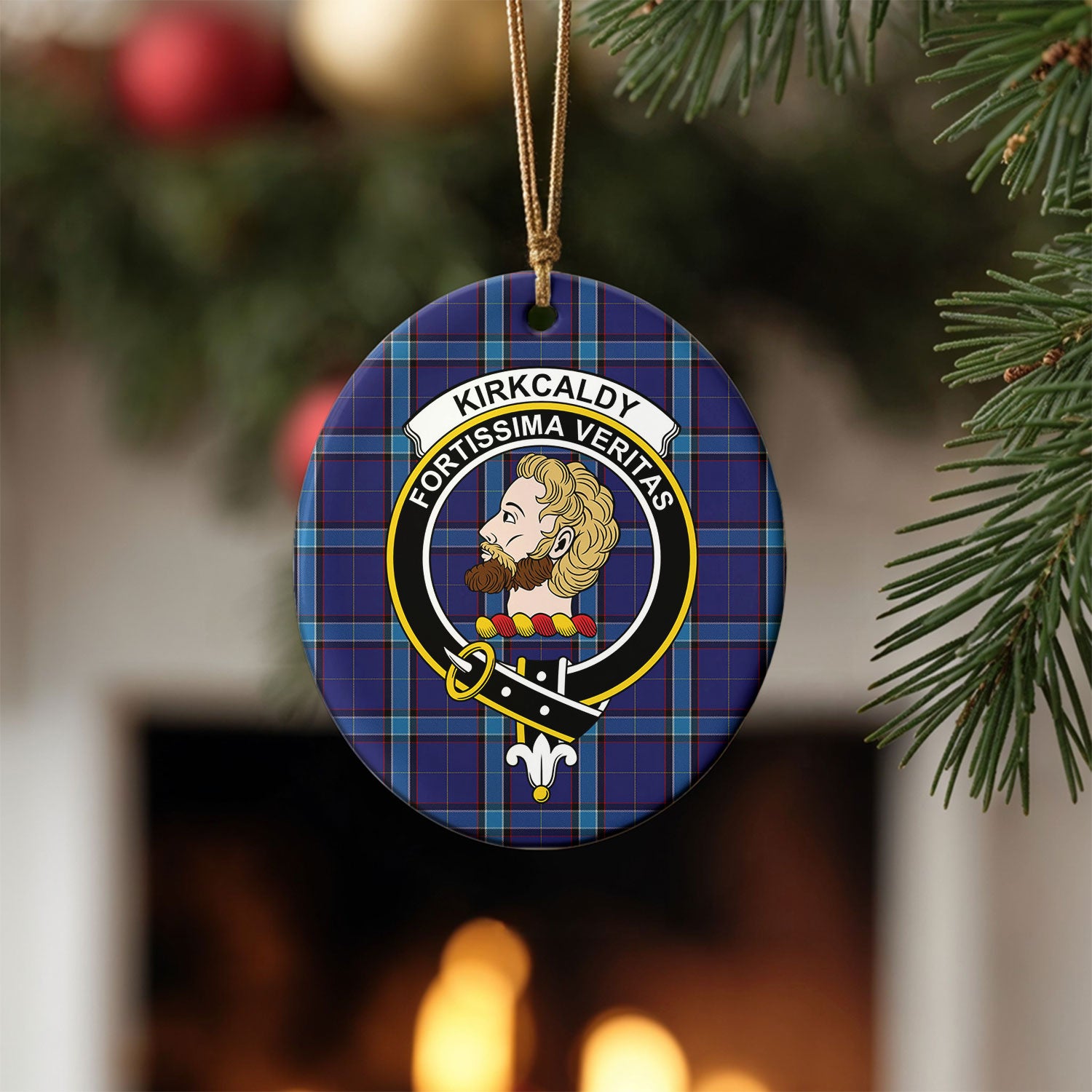 Kirkcaldy Tartan Crest Christmas Ceramic Ornament