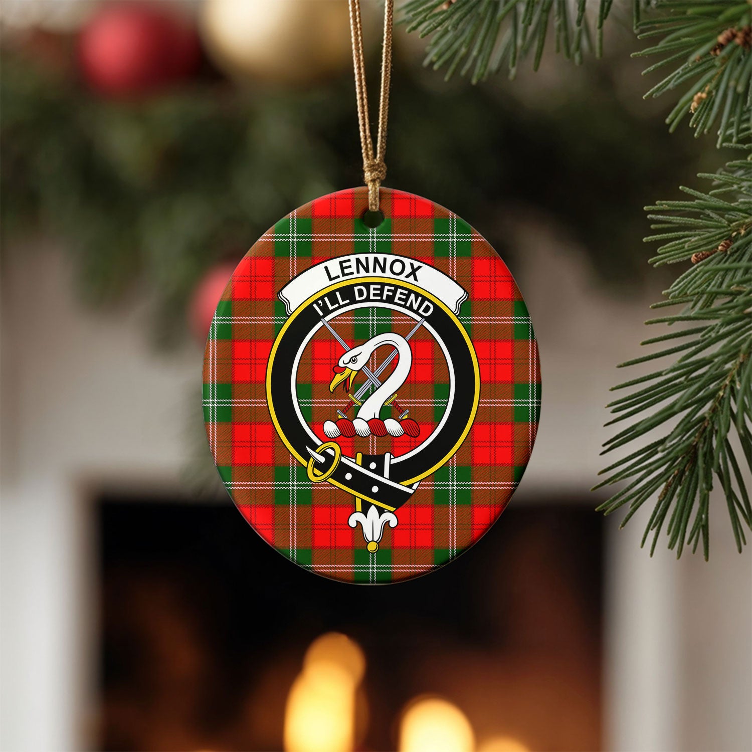 Lennox Tartan Crest Christmas Ceramic Ornament
