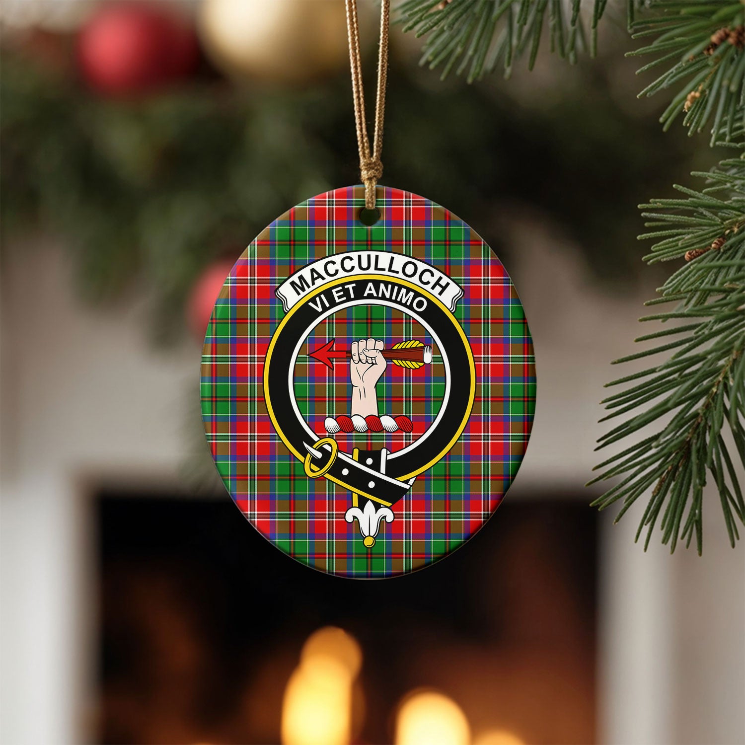 MacCulloch (McCulloch) Tartan Crest Christmas Ceramic Ornament