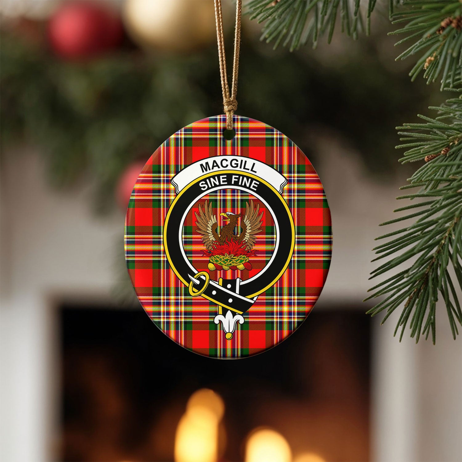 MacGill Modern Tartan Crest Christmas Ceramic Ornament