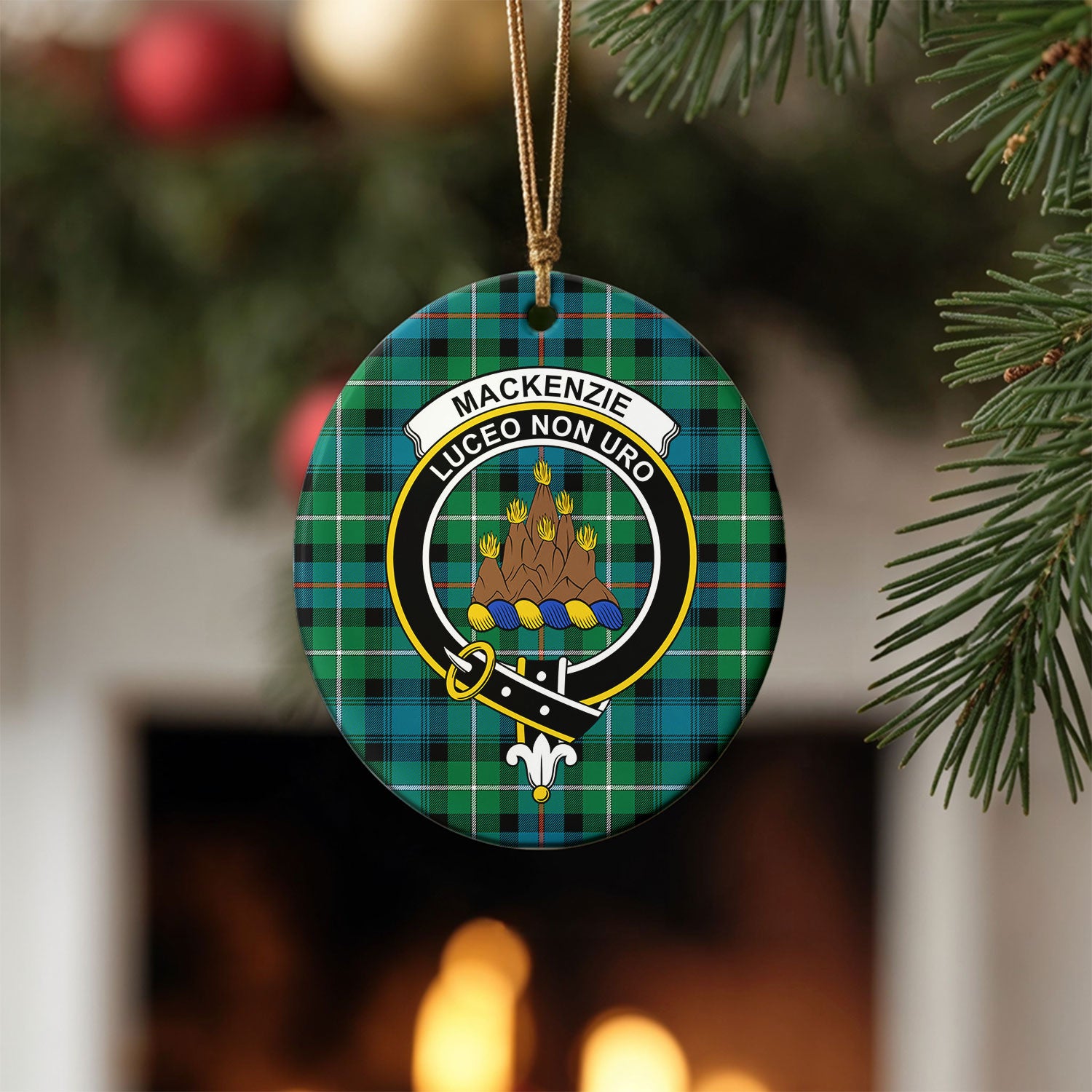 MacKenzie Ancient Tartan Crest Christmas Ceramic Ornament