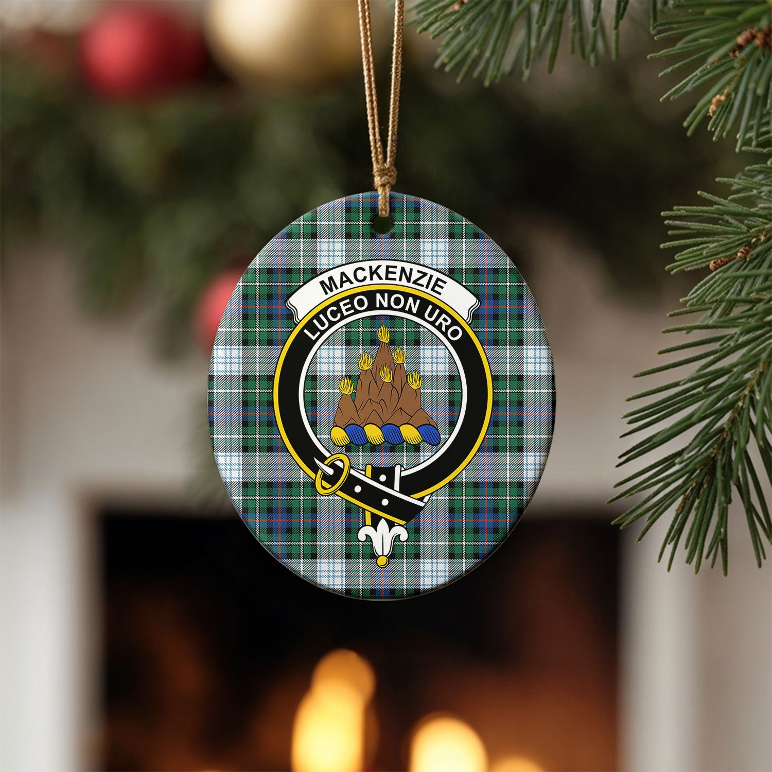 MacKenzie Dress Ancient Tartan Crest Christmas Ceramic Ornament