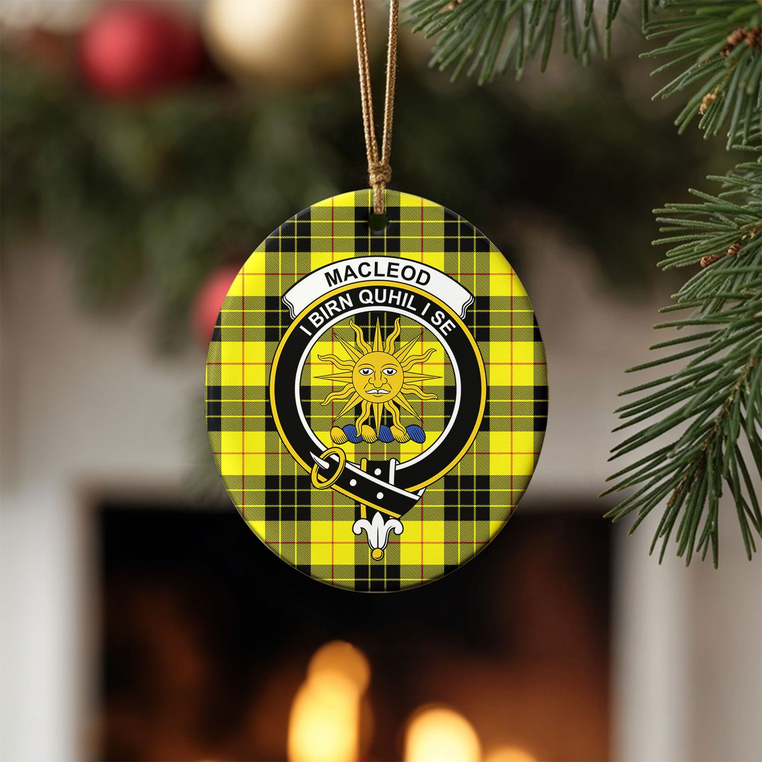 MacLeod of Lewis Modern Tartan Crest Christmas Ceramic Ornament