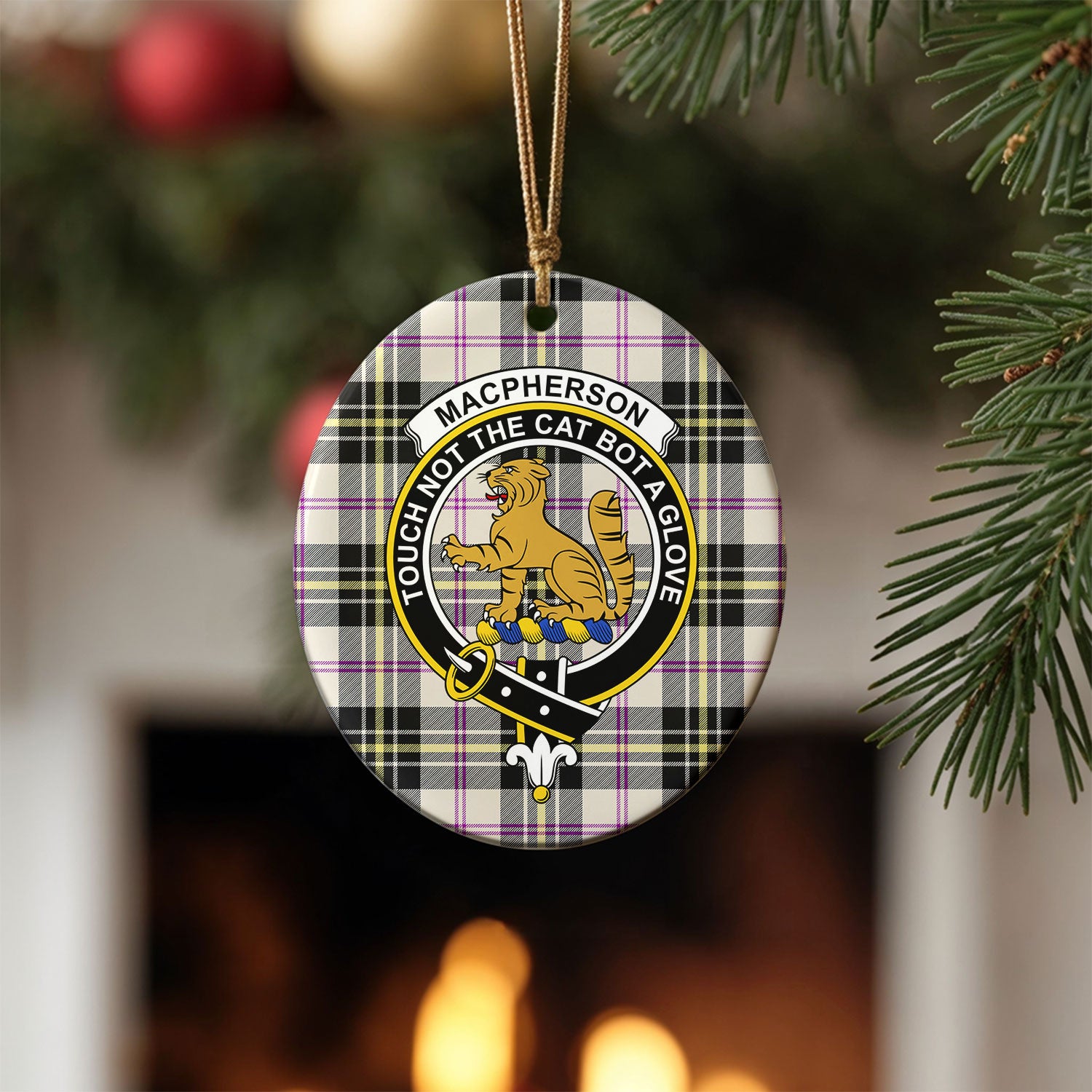MacPherson Dress Ancient Tartan Crest Christmas Ceramic Ornament