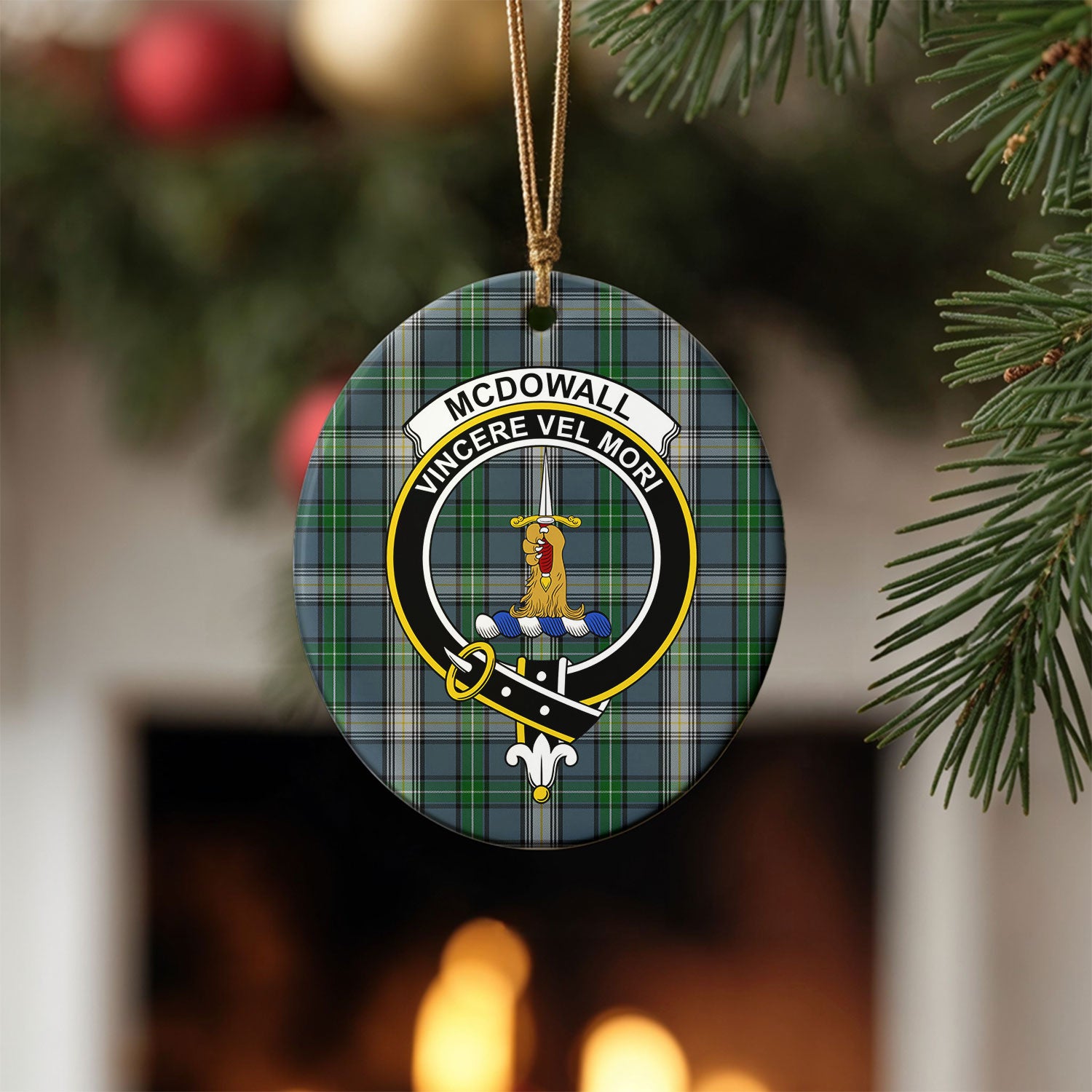 McDowall Tartan Crest Christmas Ceramic Ornament