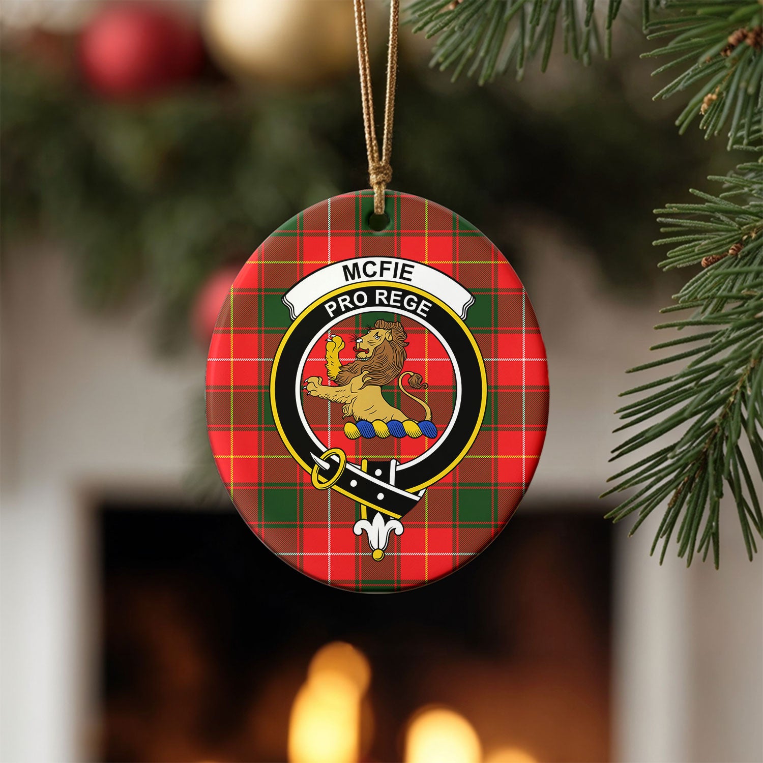 McFie Tartan Crest Christmas Ceramic Ornament