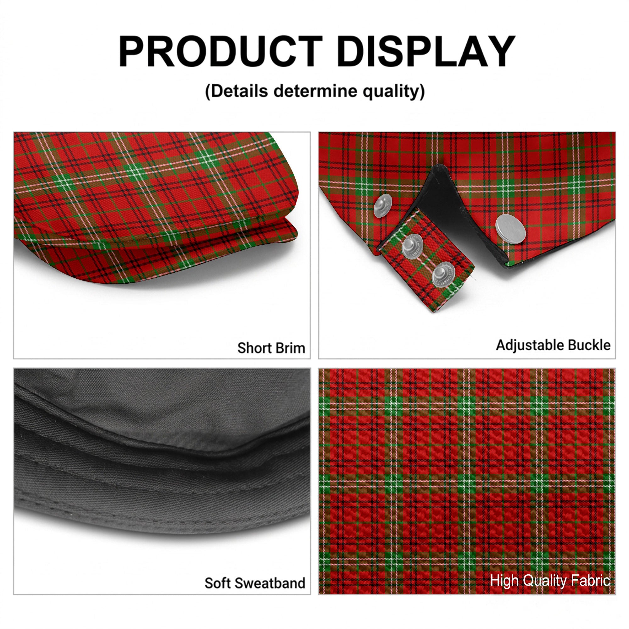Morrison Red Modern Tartan Flat Caps