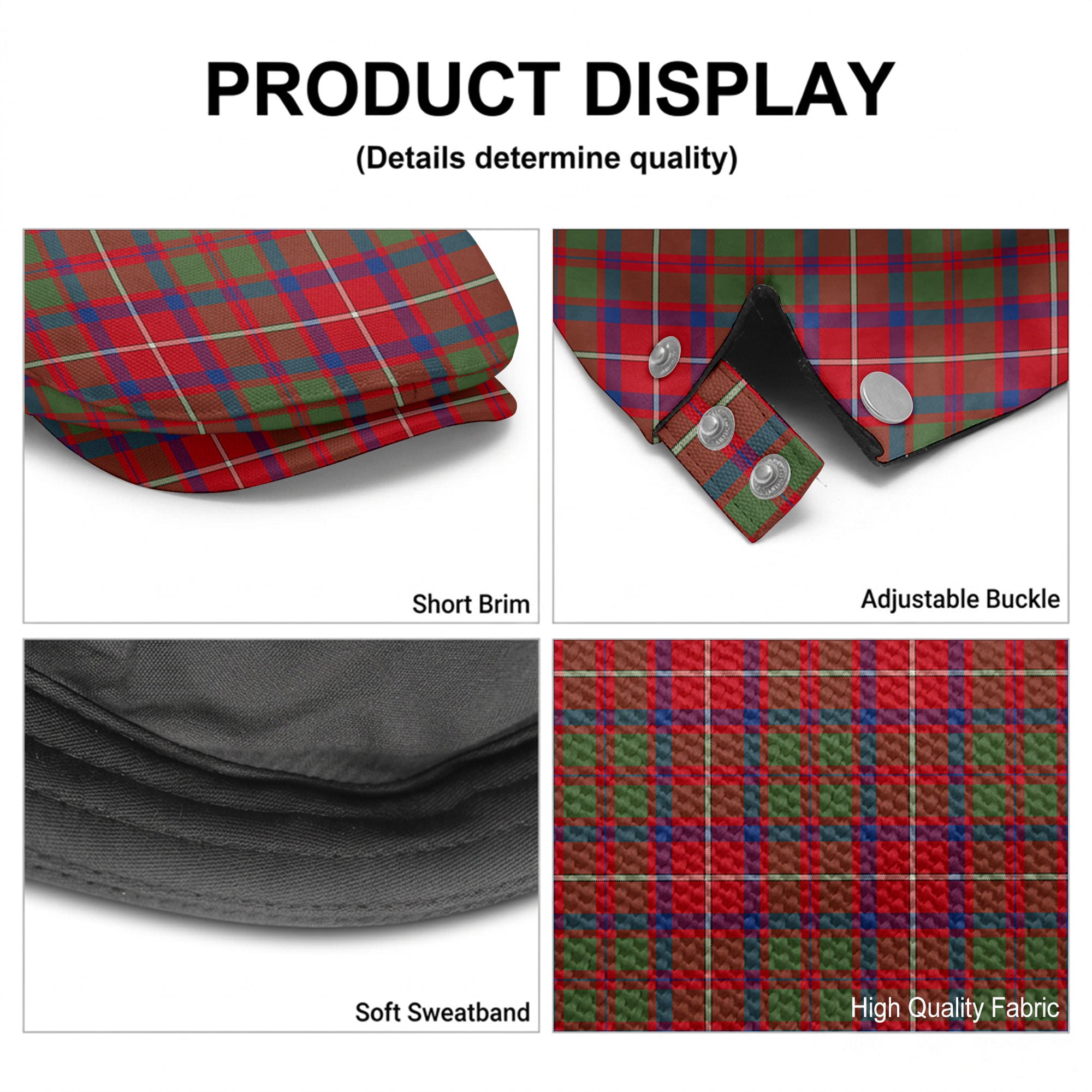 Shaw Red Modern Tartan Flat Caps