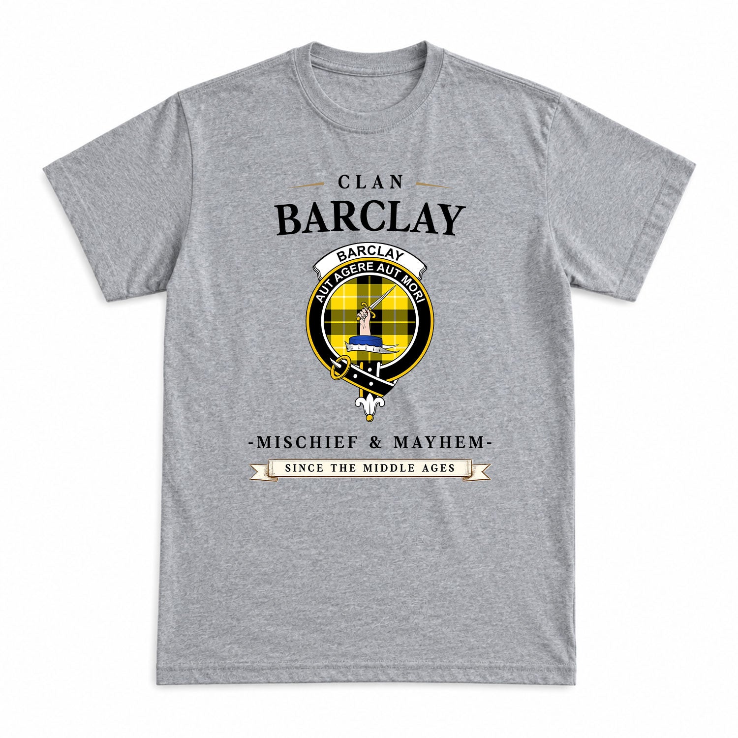 Barclay Dress Modern Tartan Crest Mischief and Mayhem T-shirt