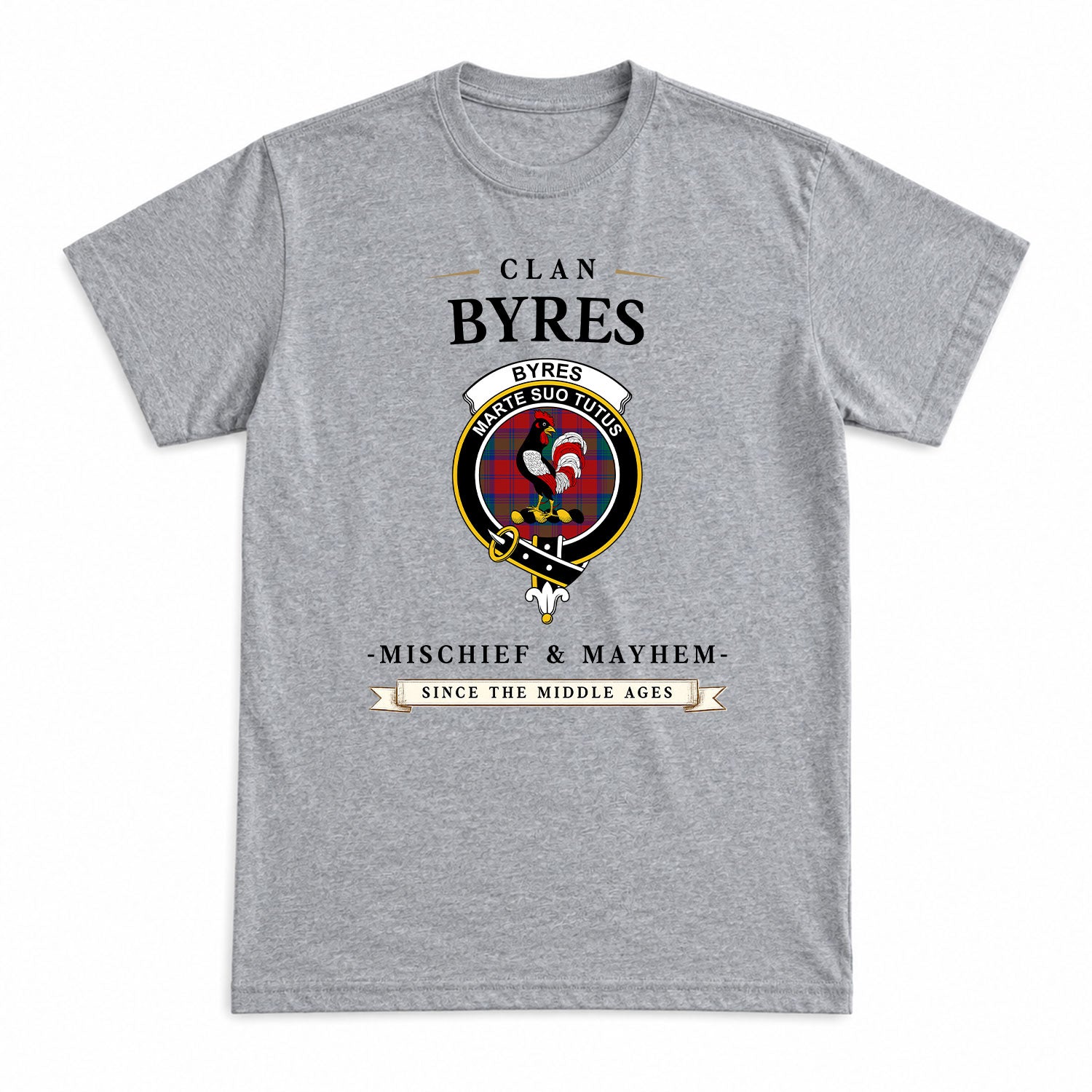 Byres Tartan Crest Mischief and Mayhem T-shirt