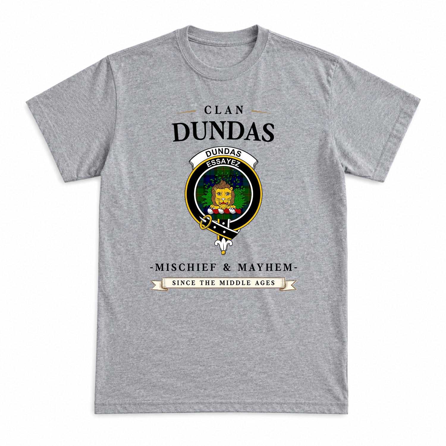 Dundas Modern Tartan Crest Mischief and Mayhem T-shirt