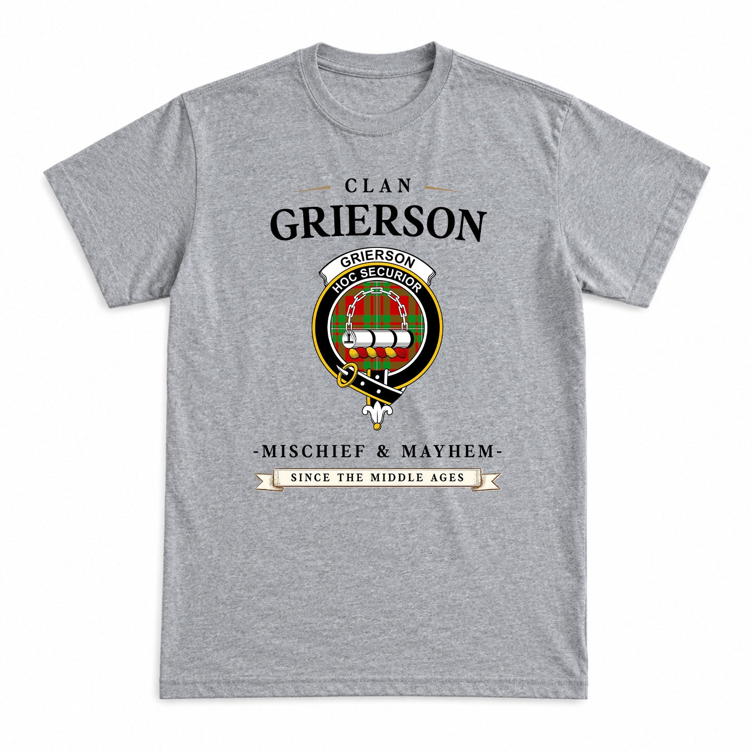 Grierson Tartan Crest Mischief and Mayhem T-shirt