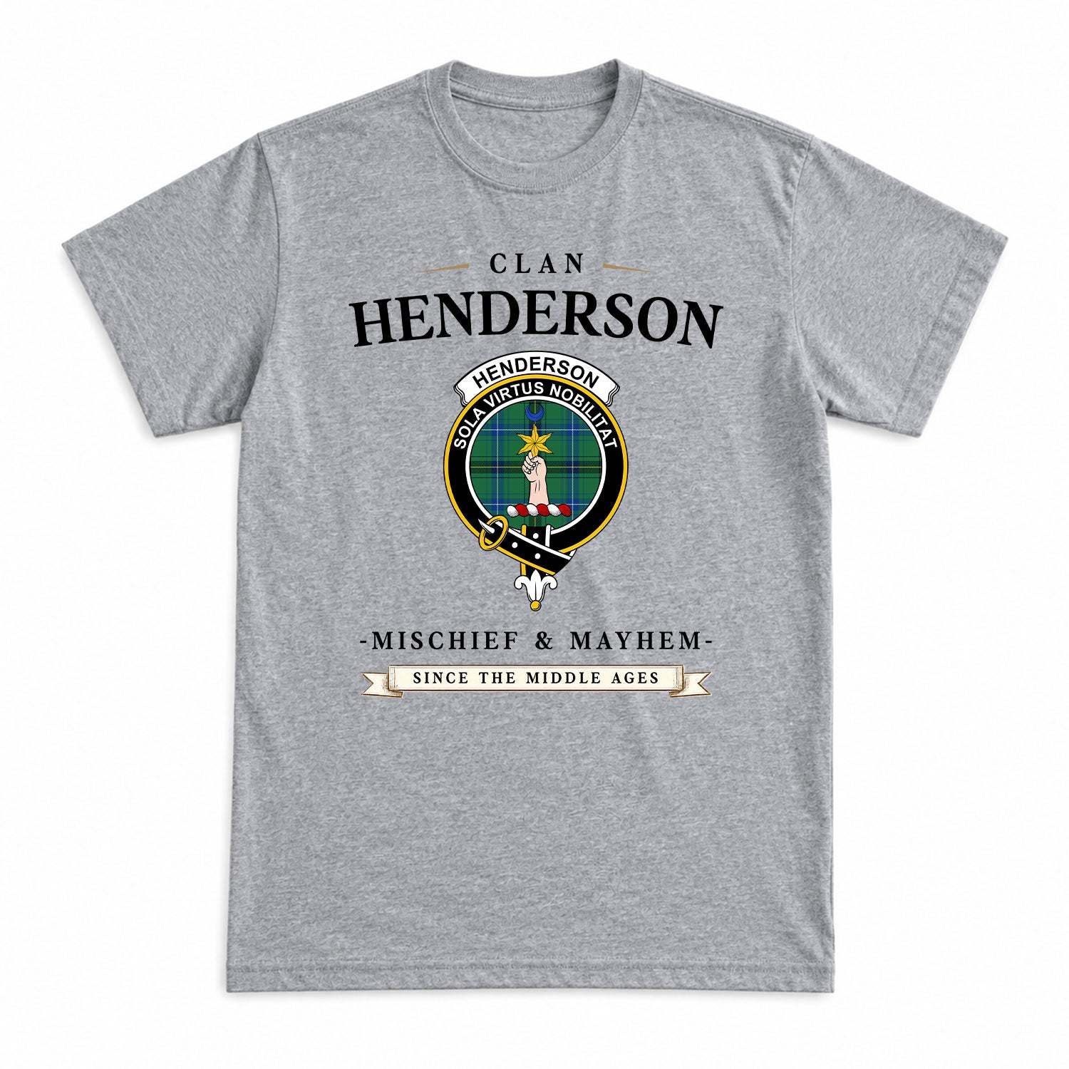 Henderson Ancient Tartan Crest Mischief and Mayhem T-shirt
