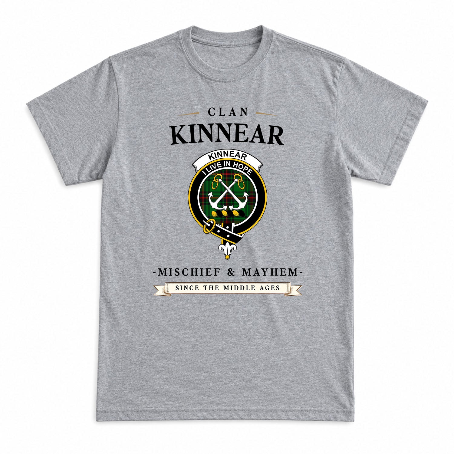 Kinnear Tartan Crest Mischief and Mayhem T-shirt