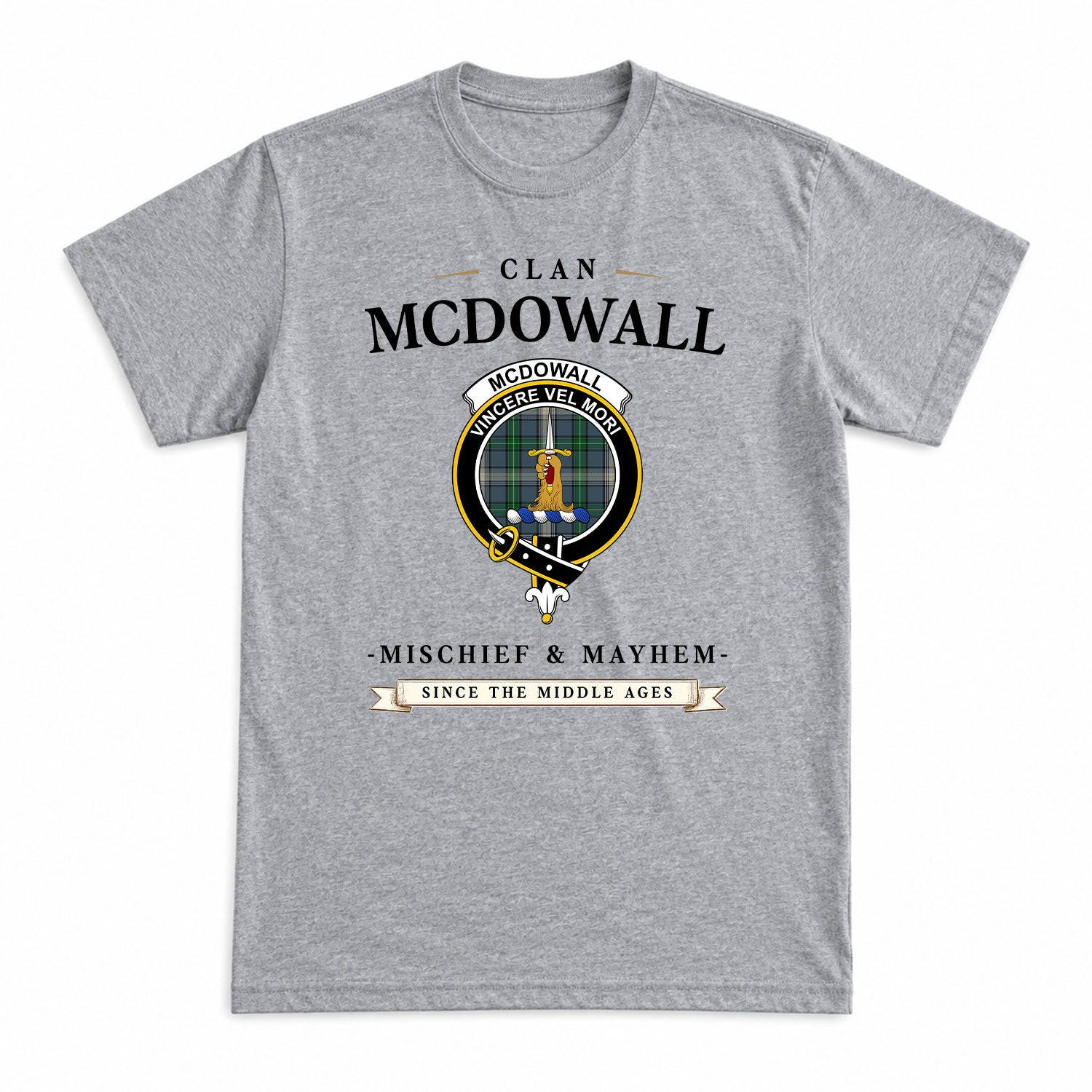 McDowall Tartan Crest Mischief and Mayhem T-shirt