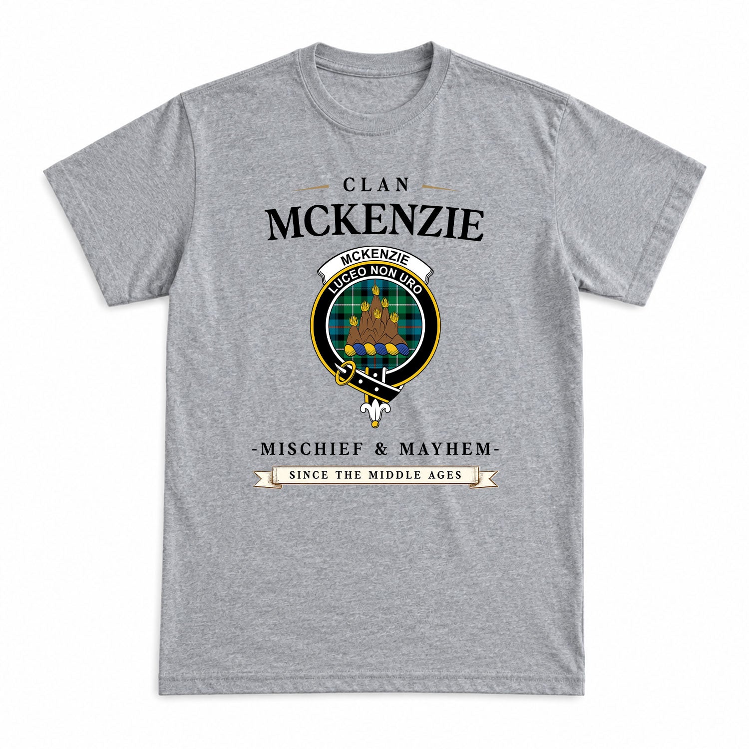 McKenzie Ancient Tartan Crest Mischief and Mayhem T-shirt