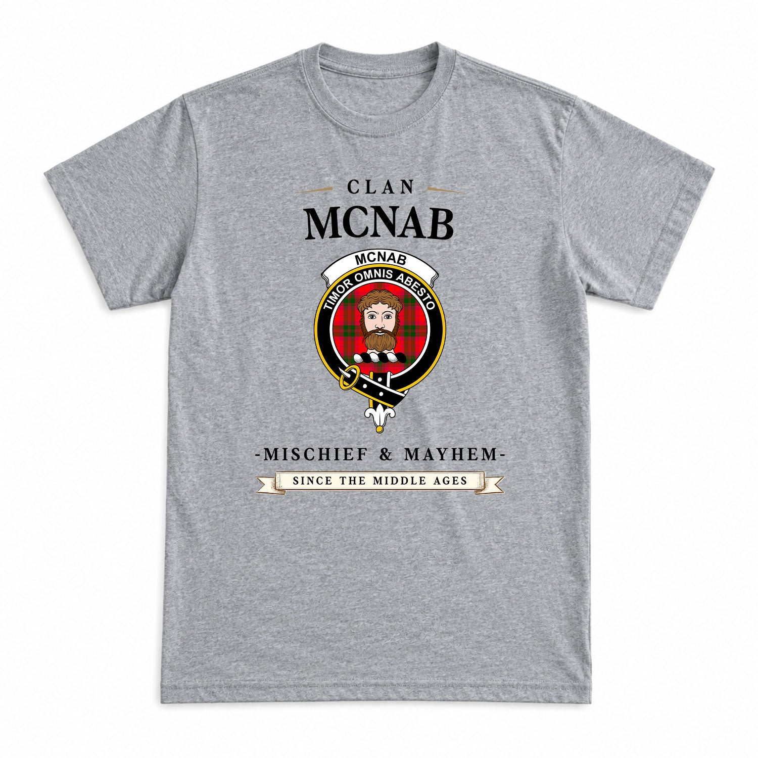 McNab Modern Tartan Crest Mischief and Mayhem T-shirt