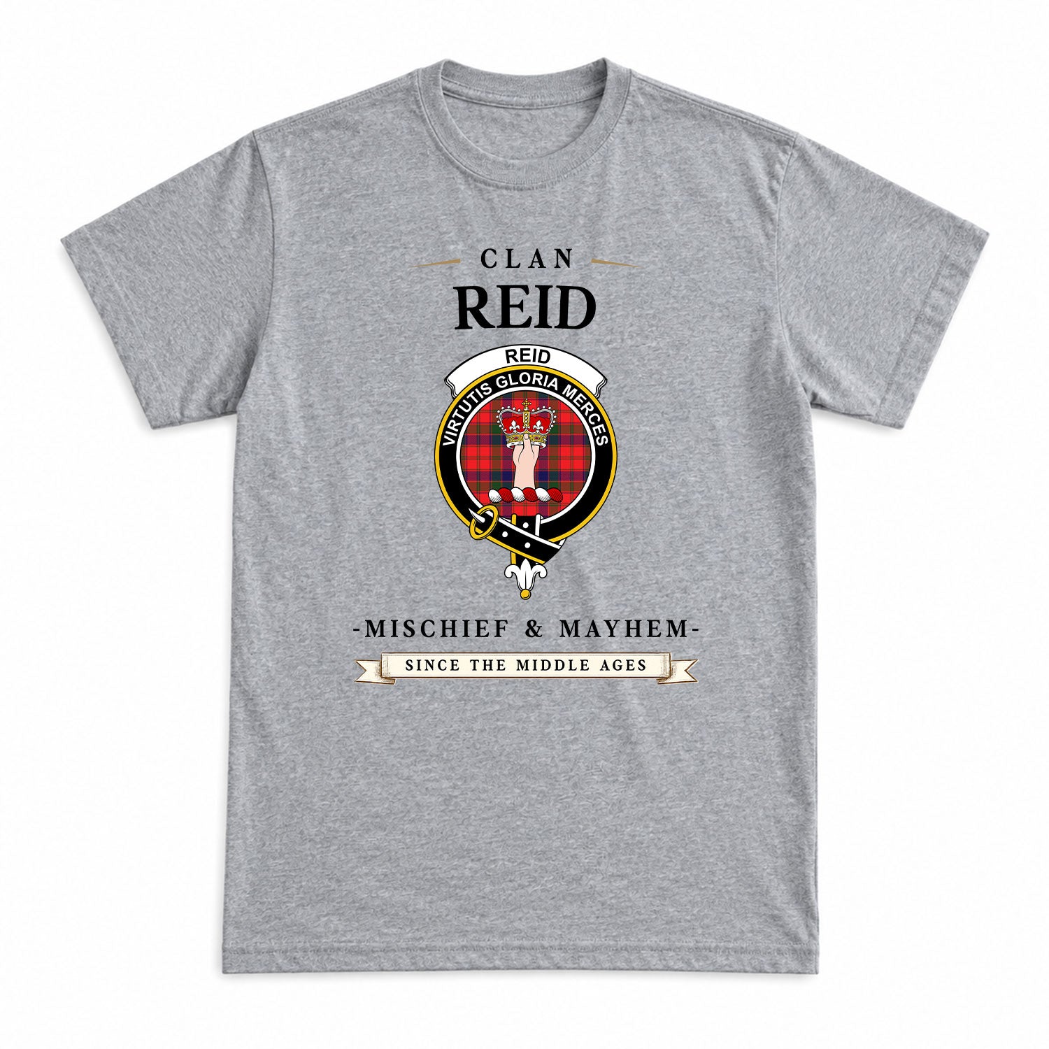 Reid Modern Tartan Crest Mischief and Mayhem T-shirt