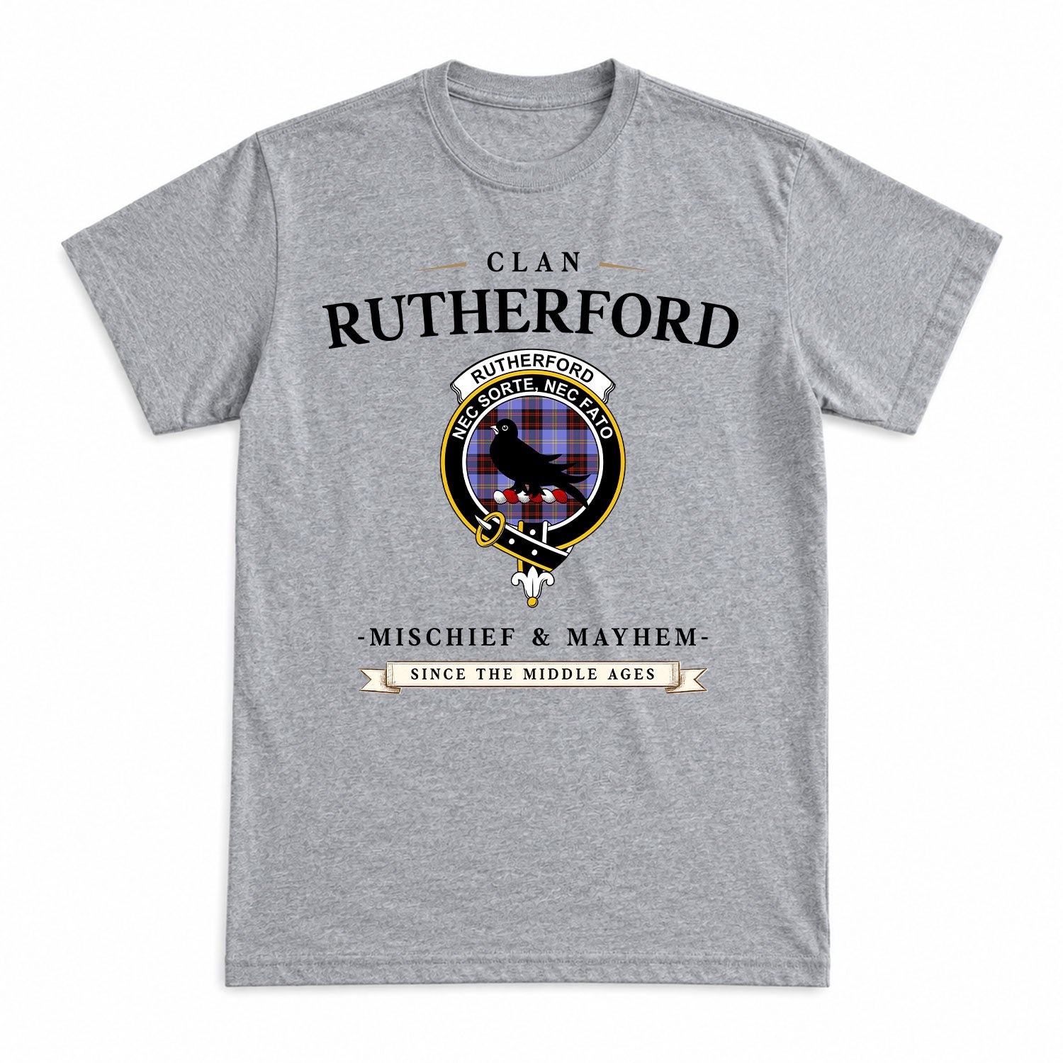 Rutherford Tartan Crest Mischief and Mayhem T-shirt