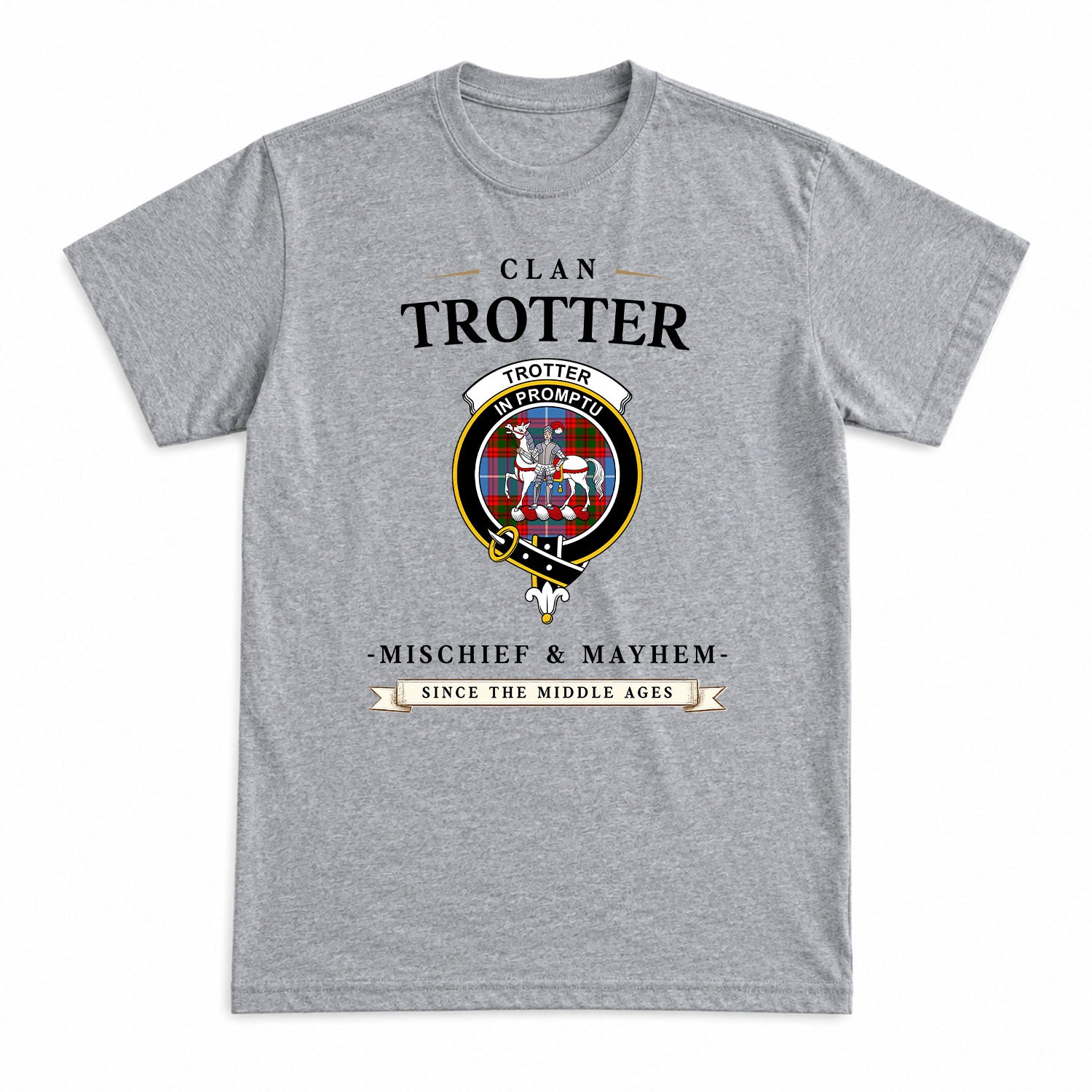 Trotter Tartan Crest Mischief and Mayhem T-shirt