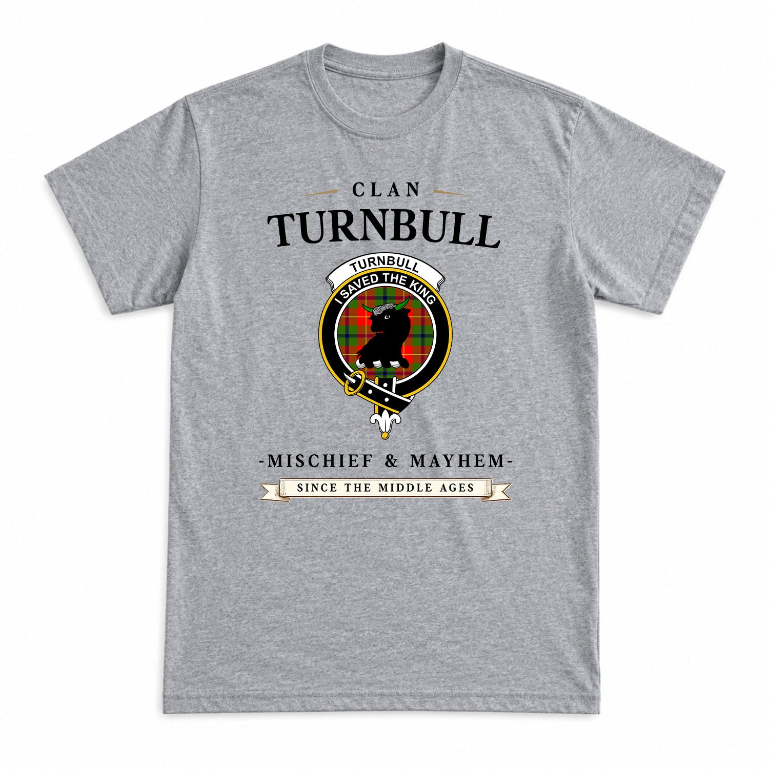 Turnbull Dress Tartan Crest Mischief and Mayhem T-shirt
