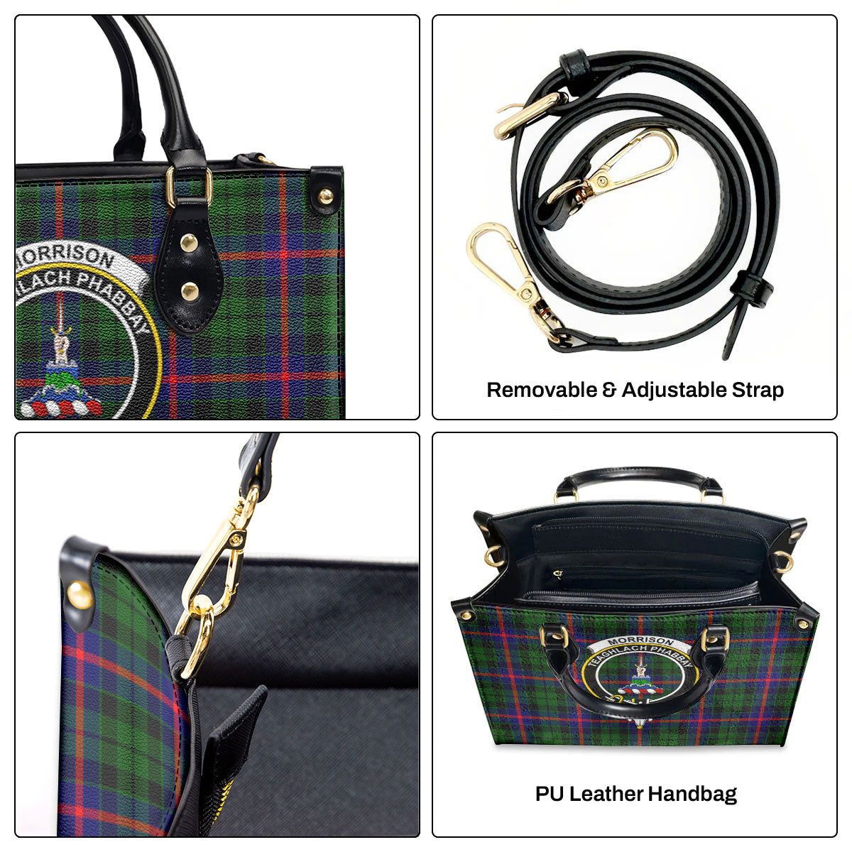 Morrison Modern Tartan Crest Leather Handbag