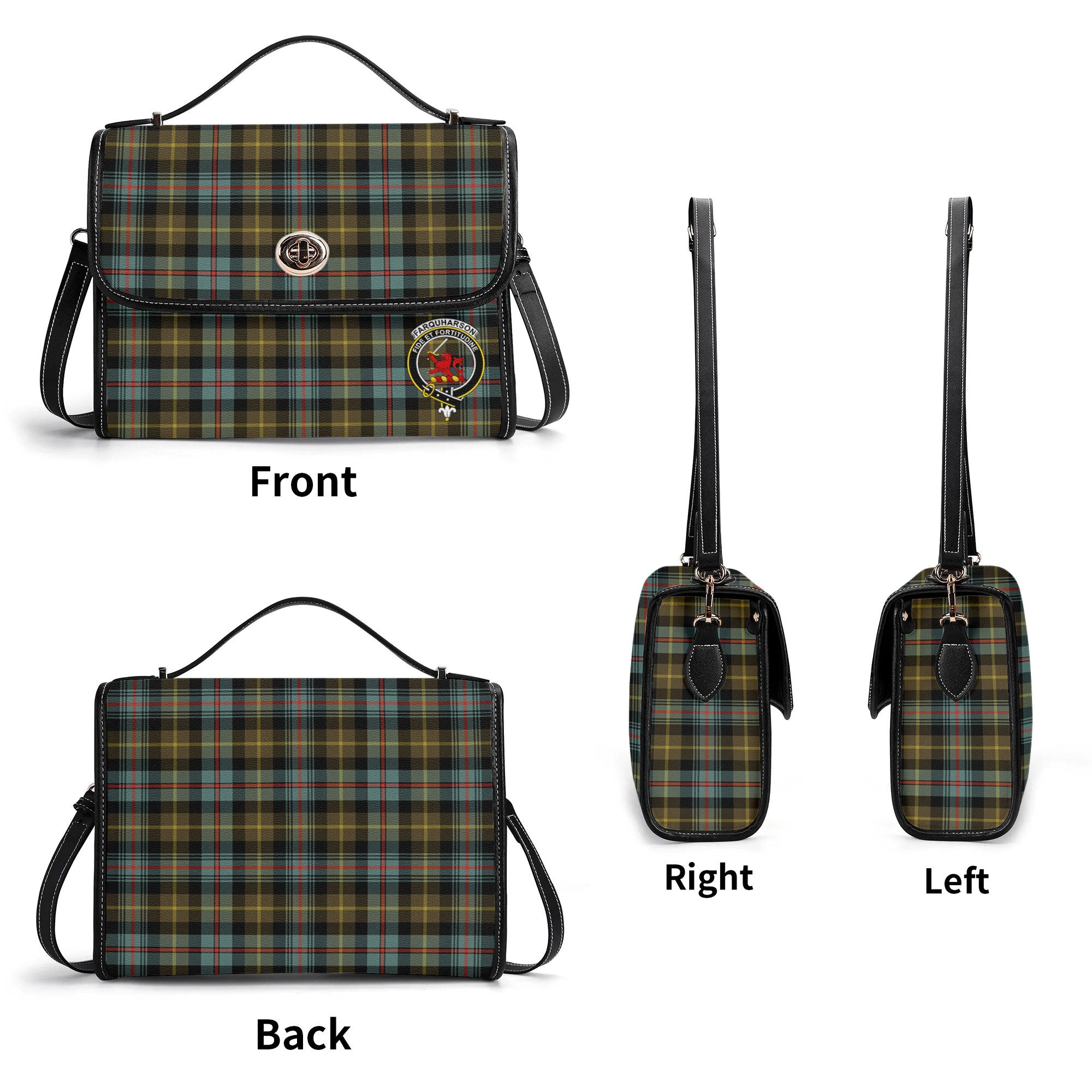 Farquharson Weathered Tartan Crest Satchel Bag