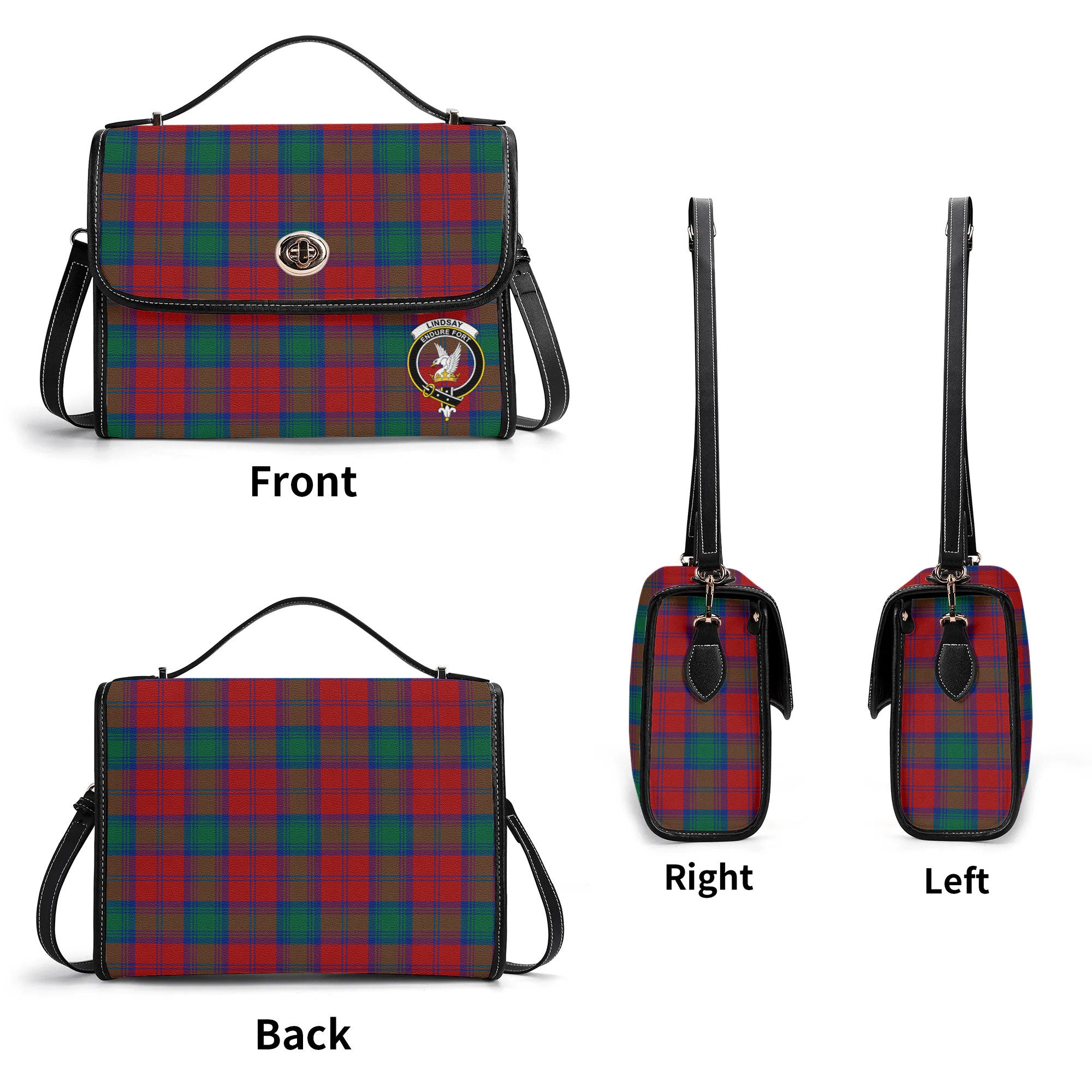 Lindsay Modern Tartan Crest Satchel Bag