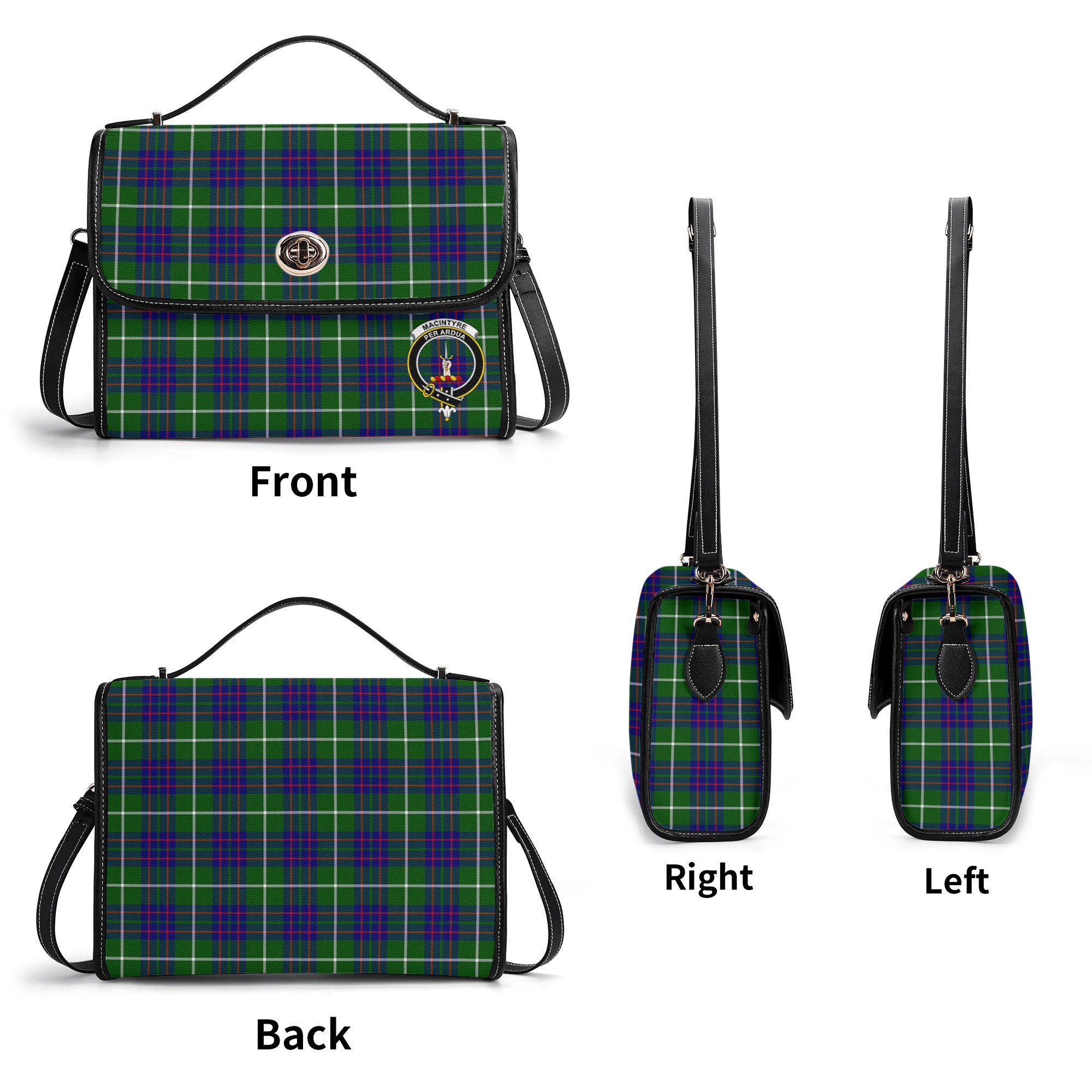 MacIntyre Hunting Modern Tartan Crest Satchel Bag