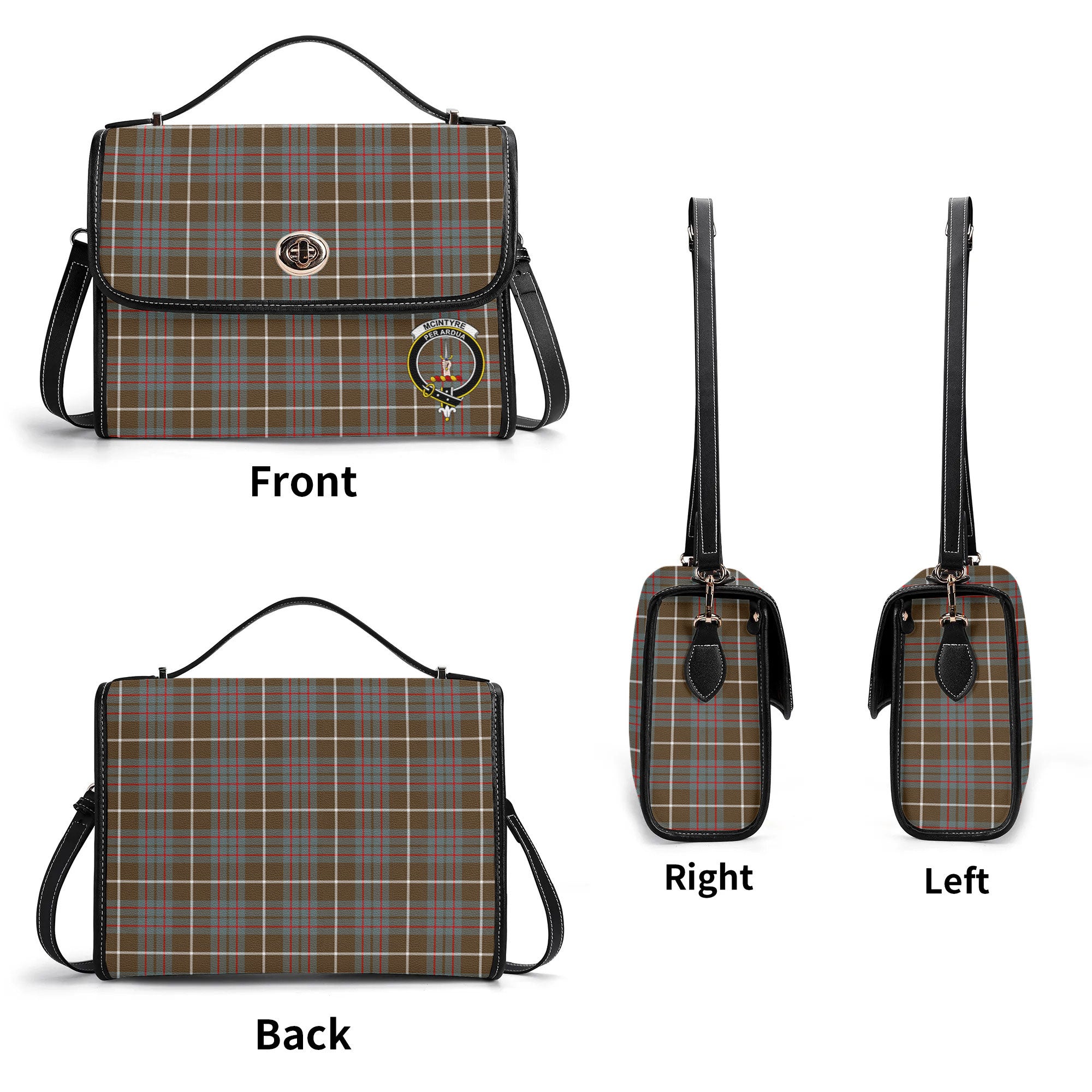 McIntyre Hunting Weathered Tartan Crest Satchel Bag