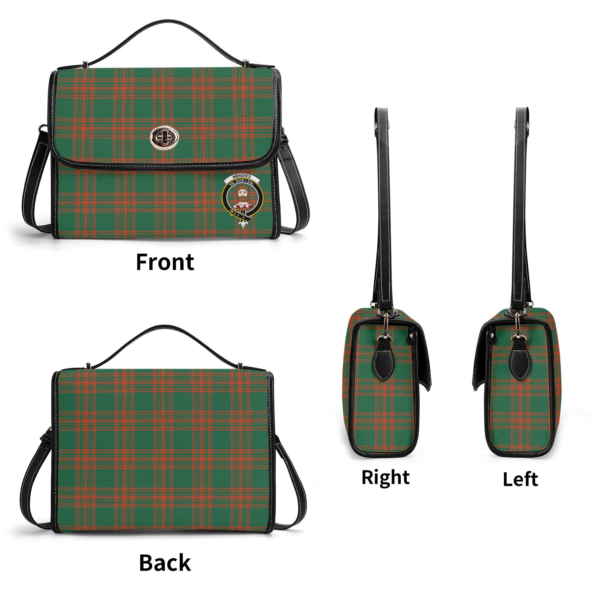 Menzies Green Ancient Tartan Crest Satchel Bag